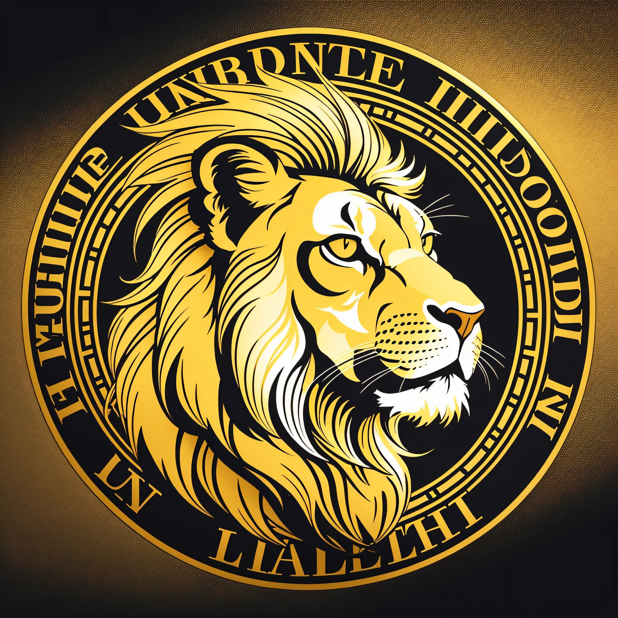 "Give a unique visual identity to a barbershop with an impressive logo featuring a golden lion on a black background, drawn with detailed and striking lines." --auto --s2