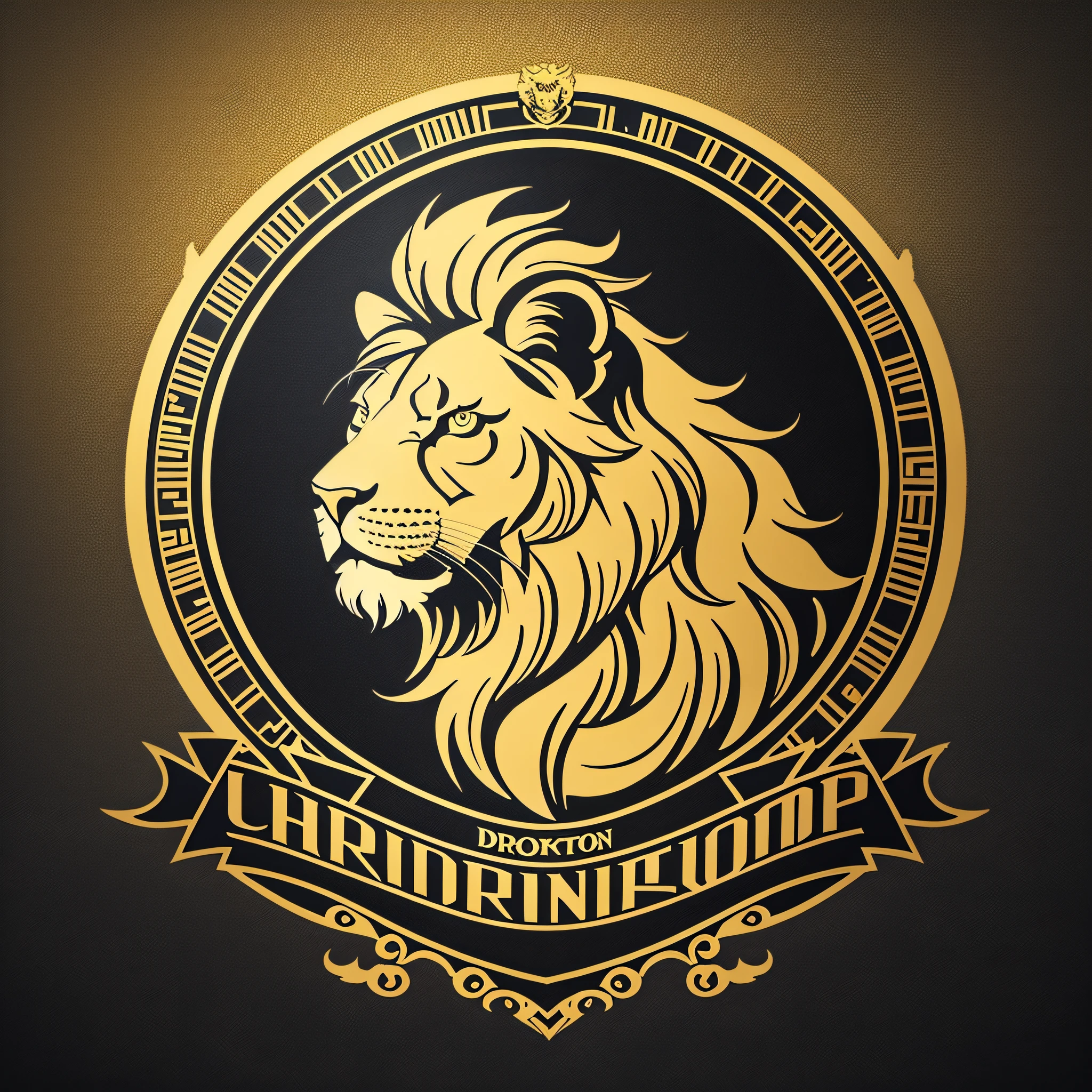 "Give a unique visual identity to a barbershop with an impressive logo featuring a golden lion on a black background, drawn with detailed and striking lines." --auto --s2