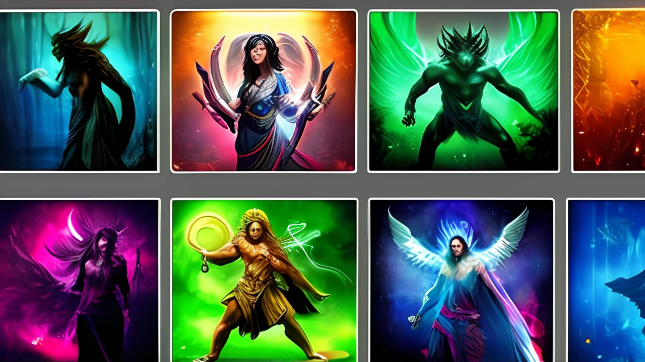 Create a YouTube banner with mythological beings