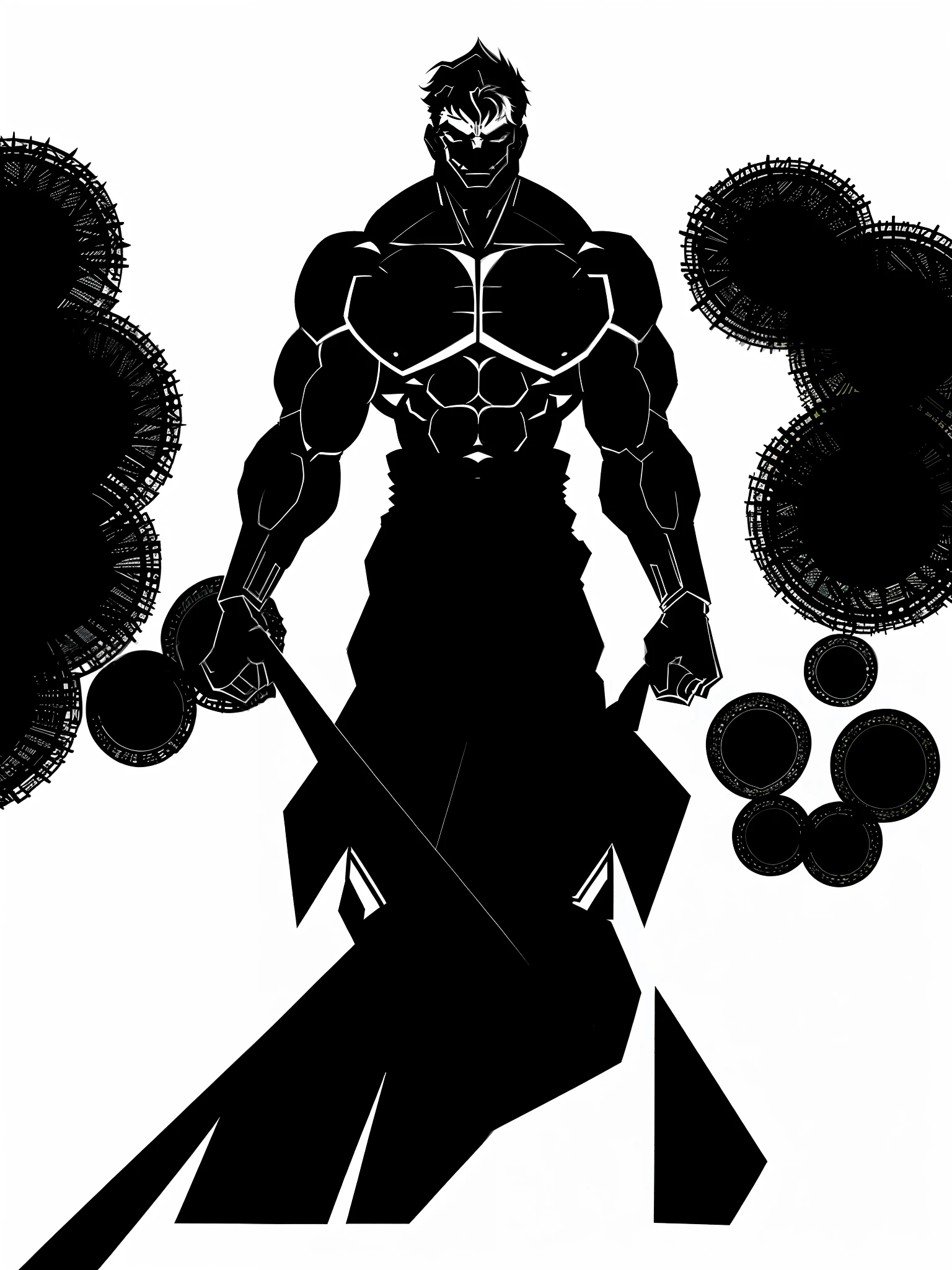 Complete with muscular god of shadows, anime version, light and shadow effects, highly detailed