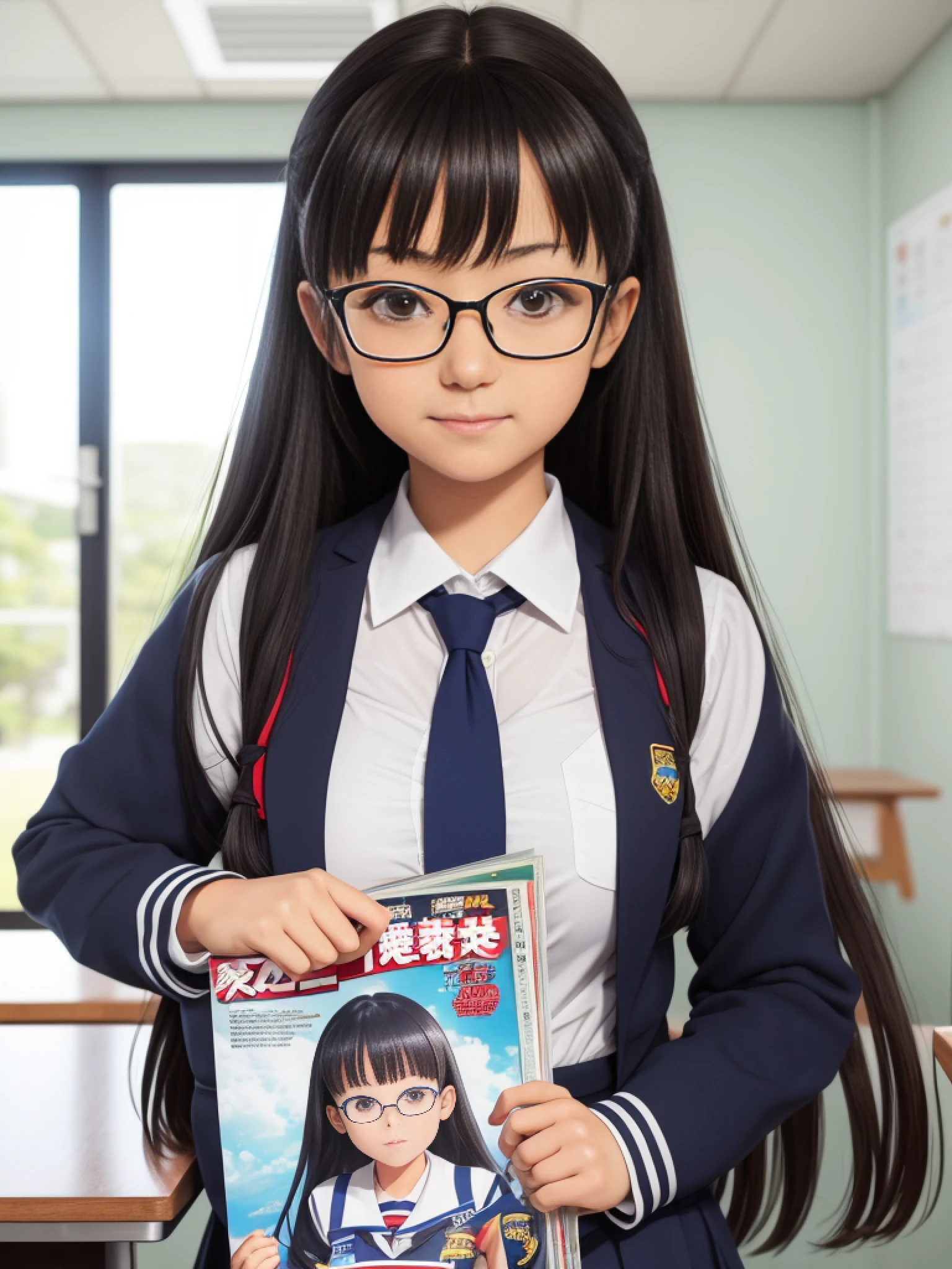 a close up of a person holding a small object in a magazine, nagatoro, seifuku, realistic young gravure idol, a hyperrealistic schoolgirl, sakimi chan, sakimichan hdri, sakimichan, young gravure idol, young pretty gravure idol, けもの, young sensual gravure idol
