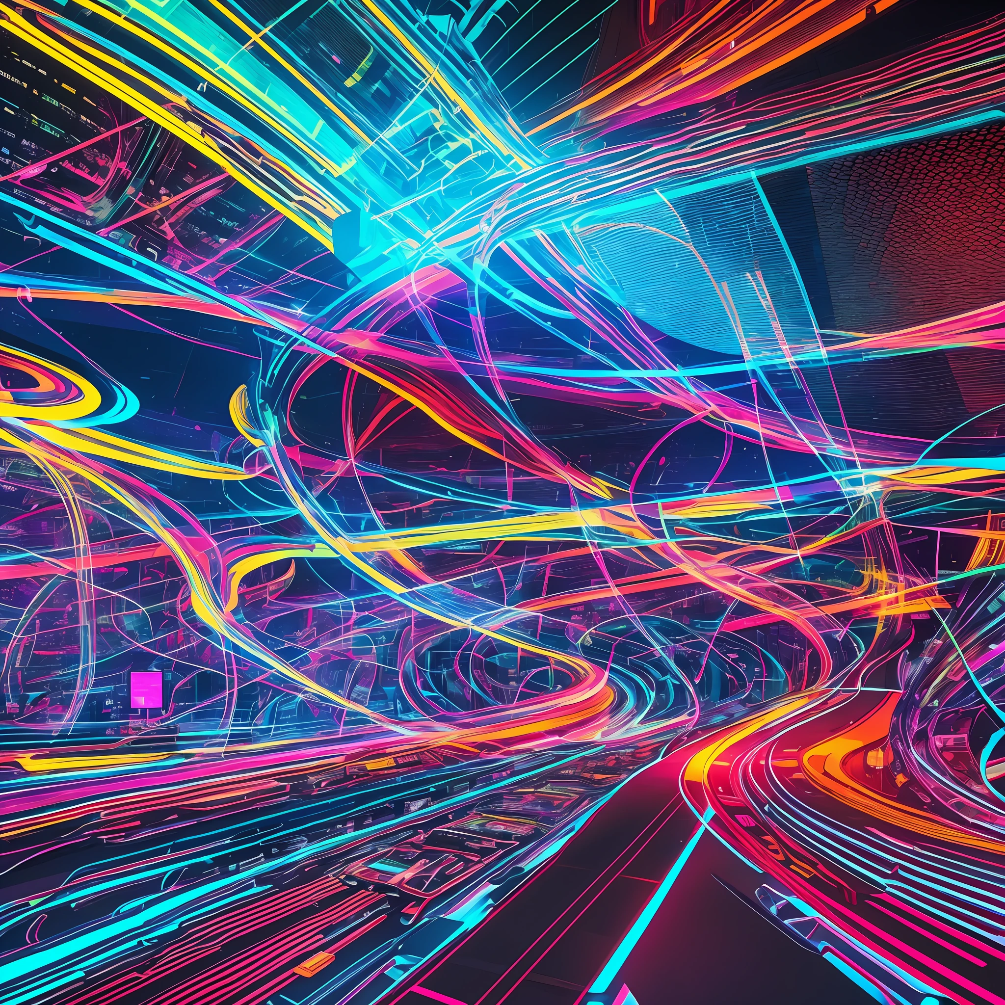 Make an image for an Instagram page called electronic journey about technology, cell phones, gadjets, computers, an image that makes people immerse themselves in the world of technology, with vibrant colors. --auto --s2