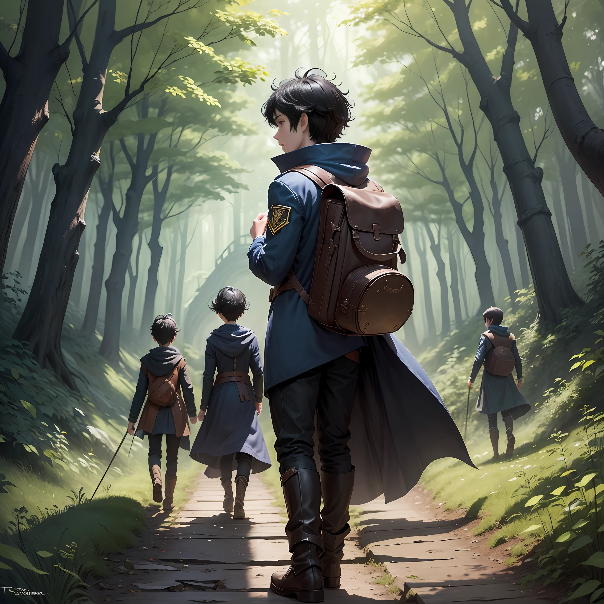 With Luna's blessing, a black-haired boy Thomas and his friends advanced through the Forest of Dreams, toward the dreaded Barrier of Nightmares. They were prepared to face challenges and overcome their deepest fears, confident that the power of friendship and determination would take them beyond the shadows and toward their next stage in the journey. --auto --s2