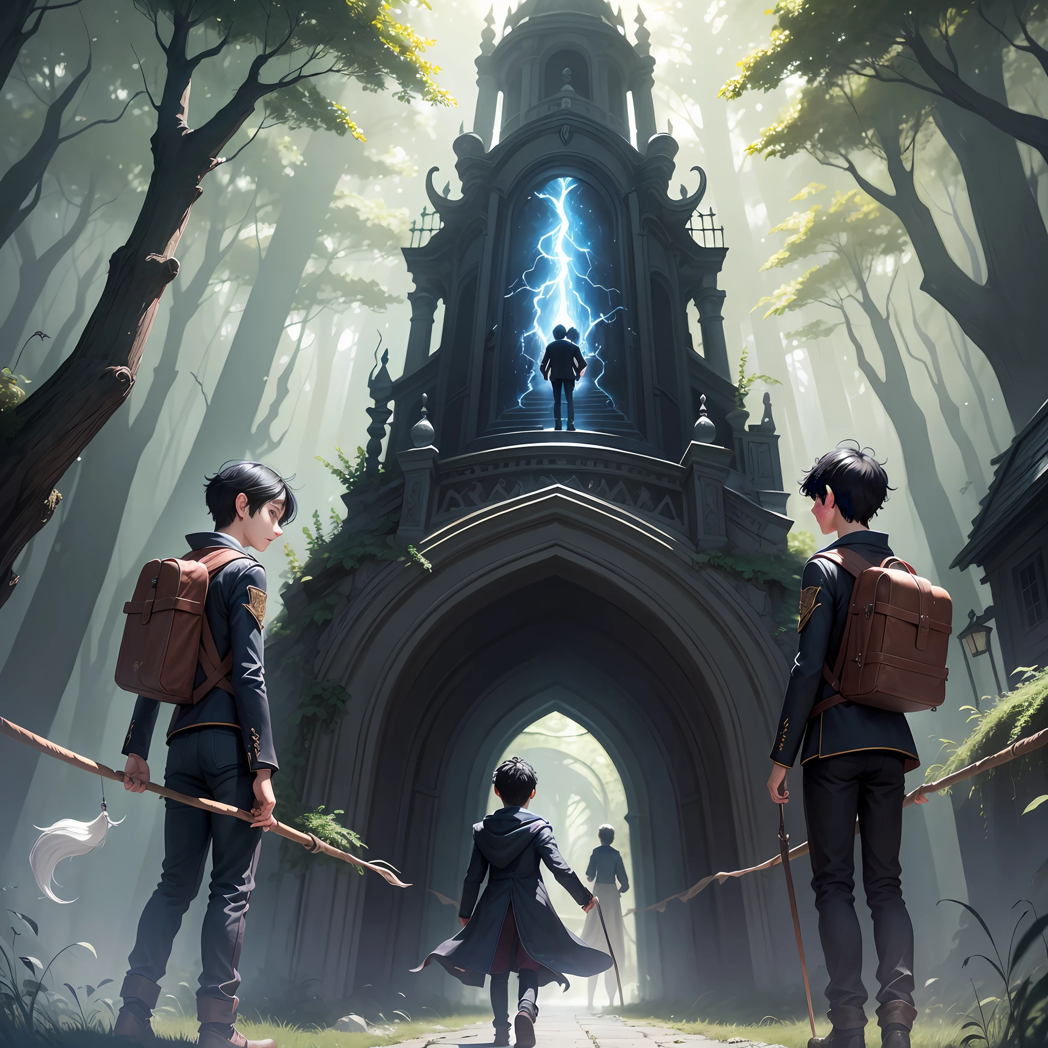 With Luna's blessing, a black-haired boy Thomas and his friends advanced through the Forest of Dreams, toward the dreaded Barrier of Nightmares. They were prepared to face challenges and overcome their deepest fears, confident that the power of friendship and determination would take them beyond the shadows and toward their next stage in the journey. --auto --s2