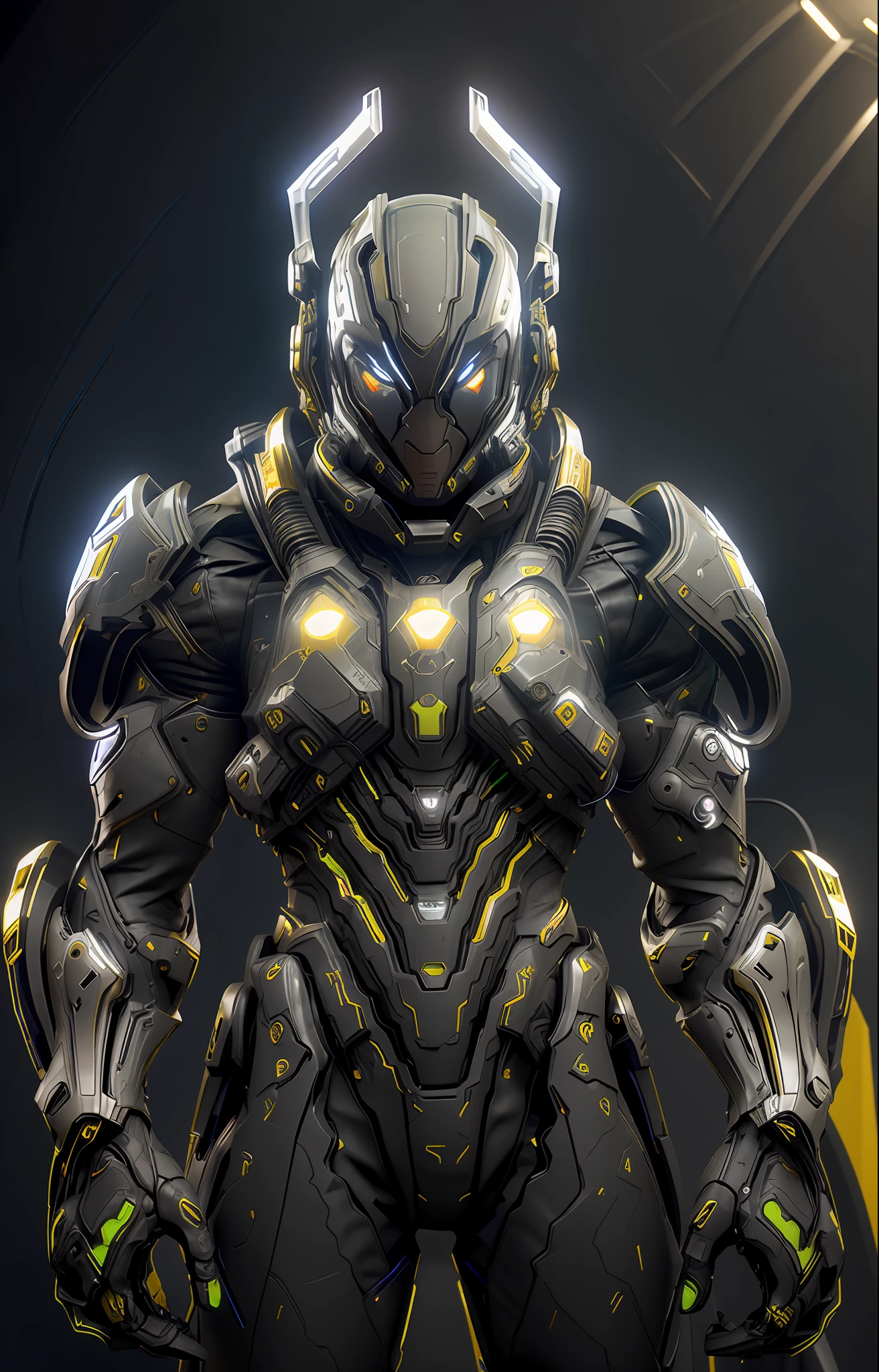 nousr robot masterpiece, best quality, 8k, fantasy painting of beautiful cyborg man, warframe style, black gold, ultra detailed, ambient light, volumetric lighting, (dark night:1.4) mars mountain, reflection of light, reflective lighting, sharp focus, battle pose, face focus