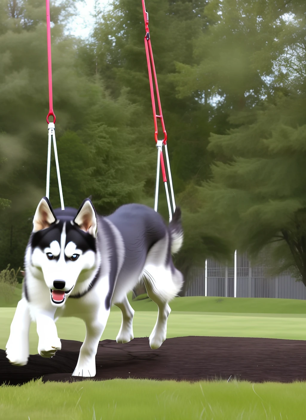 Husky swinging