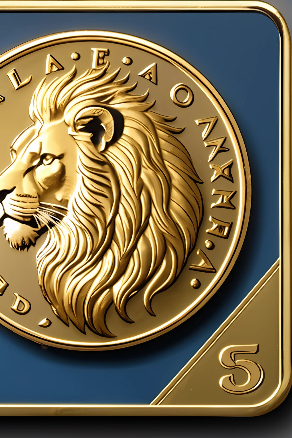 Lion's Head printed on gleaming gold coin --auto --s2