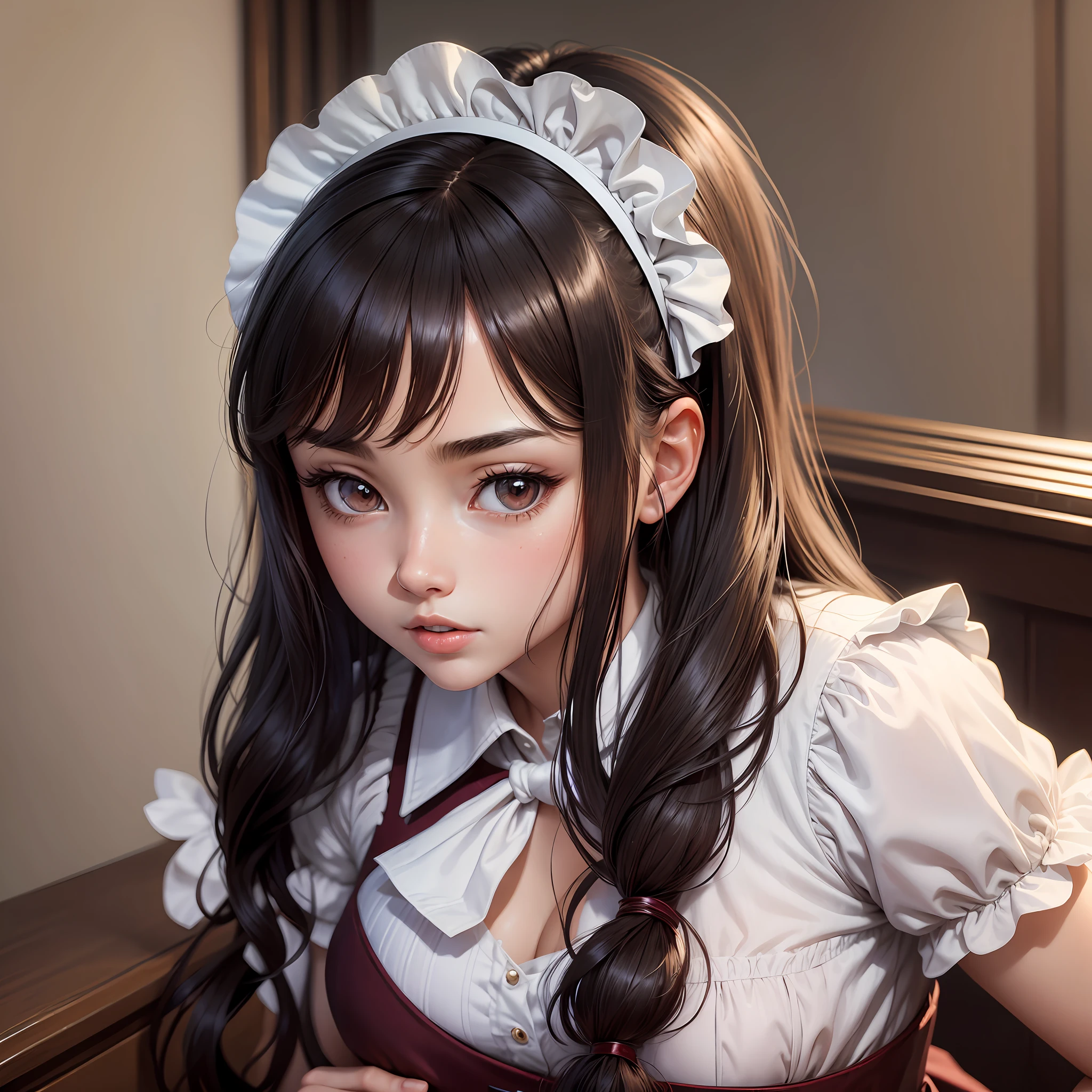 Top Quality, Masterpiece, Ultra High Definition, (Photorealistic: 1.4), Anime, 2 Girls, Dark Hair, Glossy Skin, Full Body, Maid, Bedroom --auto --s2