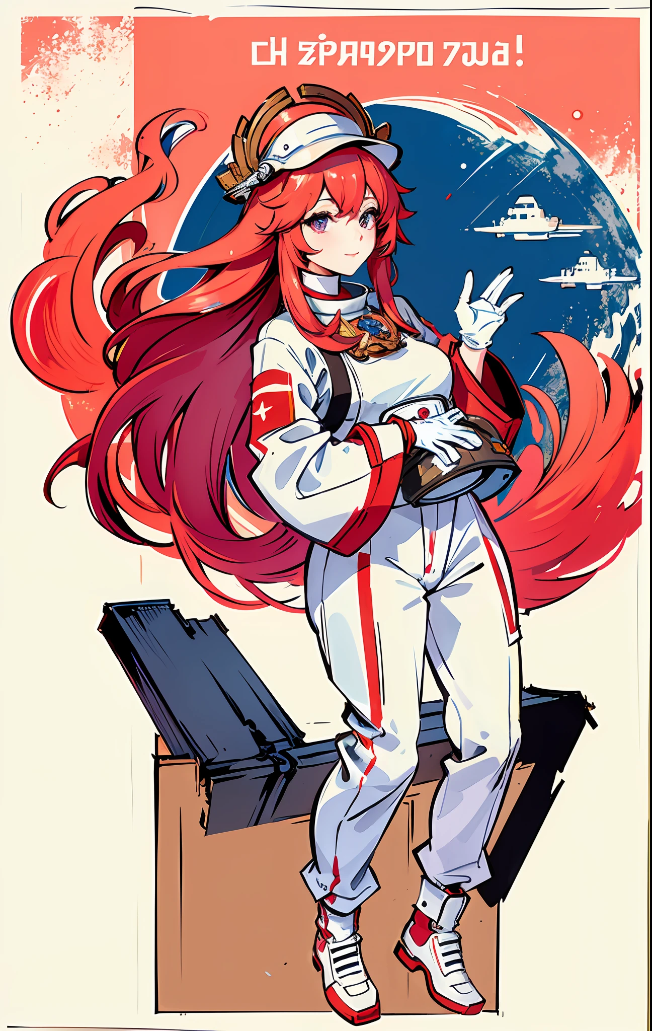 1girl,yae miko, pink hair , purple eyes , flat_breasts,cute,beautiful detailed eyes,shiny hair,visible through hair,hairs between eyes, CCCPposter, sovietposter,red monochrome,soviet poster, soviet,communism,
Black_hair,red_eyes,vampire,teenage,poorbreast,Spacesuit:Orange_clothing_body:jumpsuit),white_gloves, white_space shoes, white_helmet, the CCCP red letters on the top of helmet, weightlessness, Side light, reflection, The person in the spacesuit is at the bottom left of the frame, The right hand is outstretched, the right hand gently touches the Salyut space station), Space station in the upper right corner of the screen, Reflected light from the sun, Silver metal,red flag, brilliance,USSR style, diffuse reflection, Metallic texture, The vista is a blue Earth,mecha style,the sea of star,high tone, magnificent