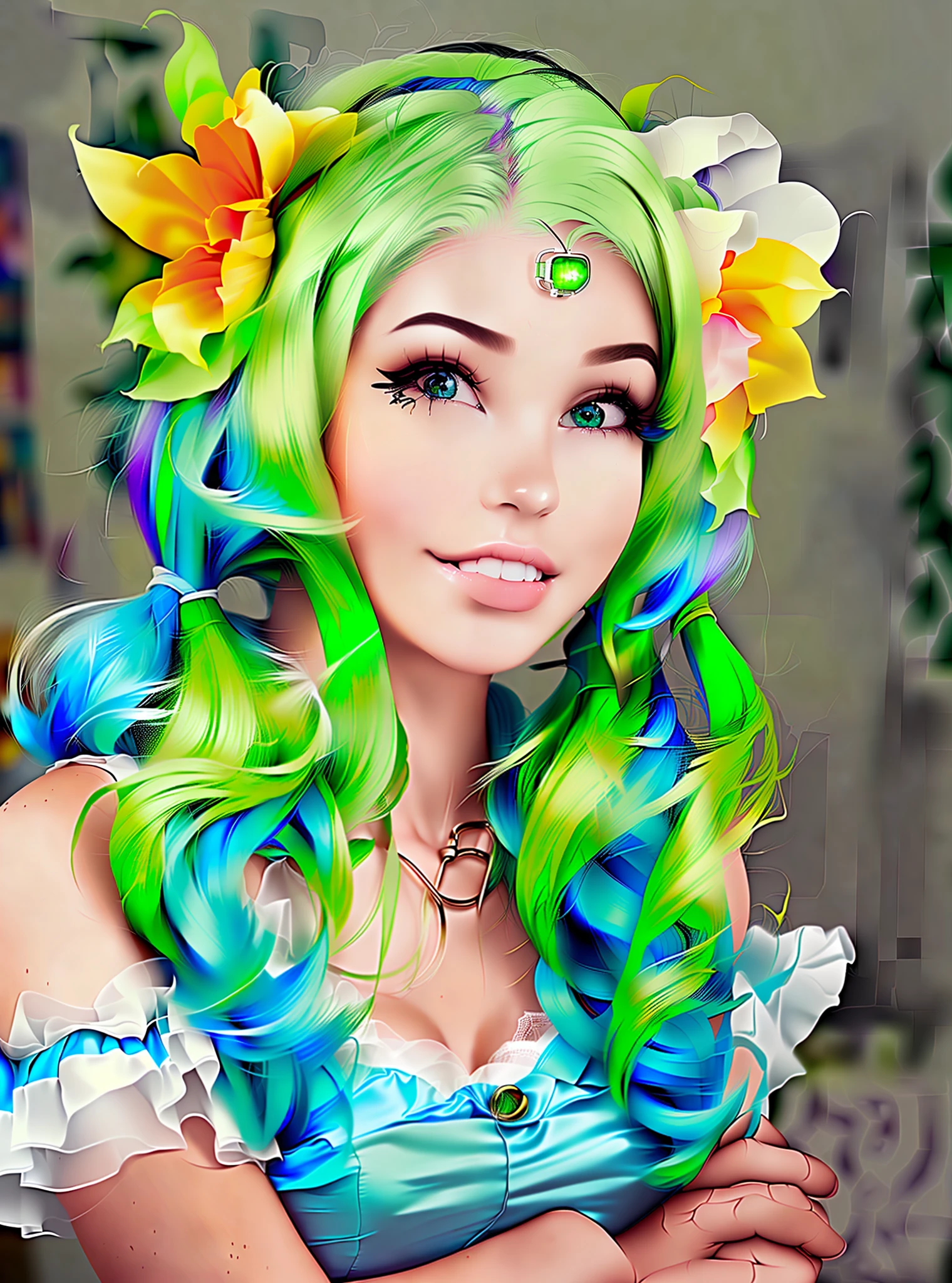 Bright green hair