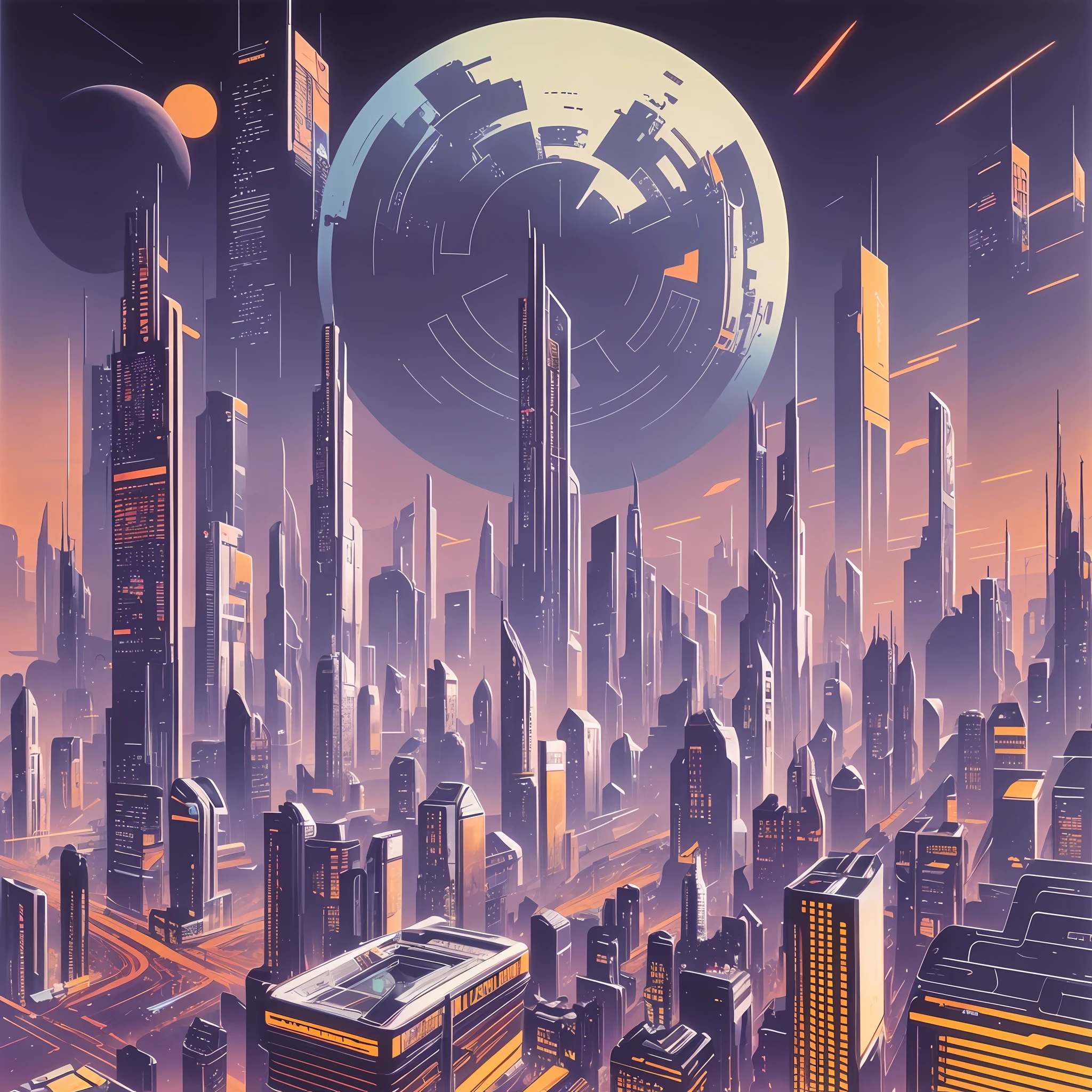 (by Syd Mead), retrofuturistic city skyline, high resolution, masterpiece, HD,