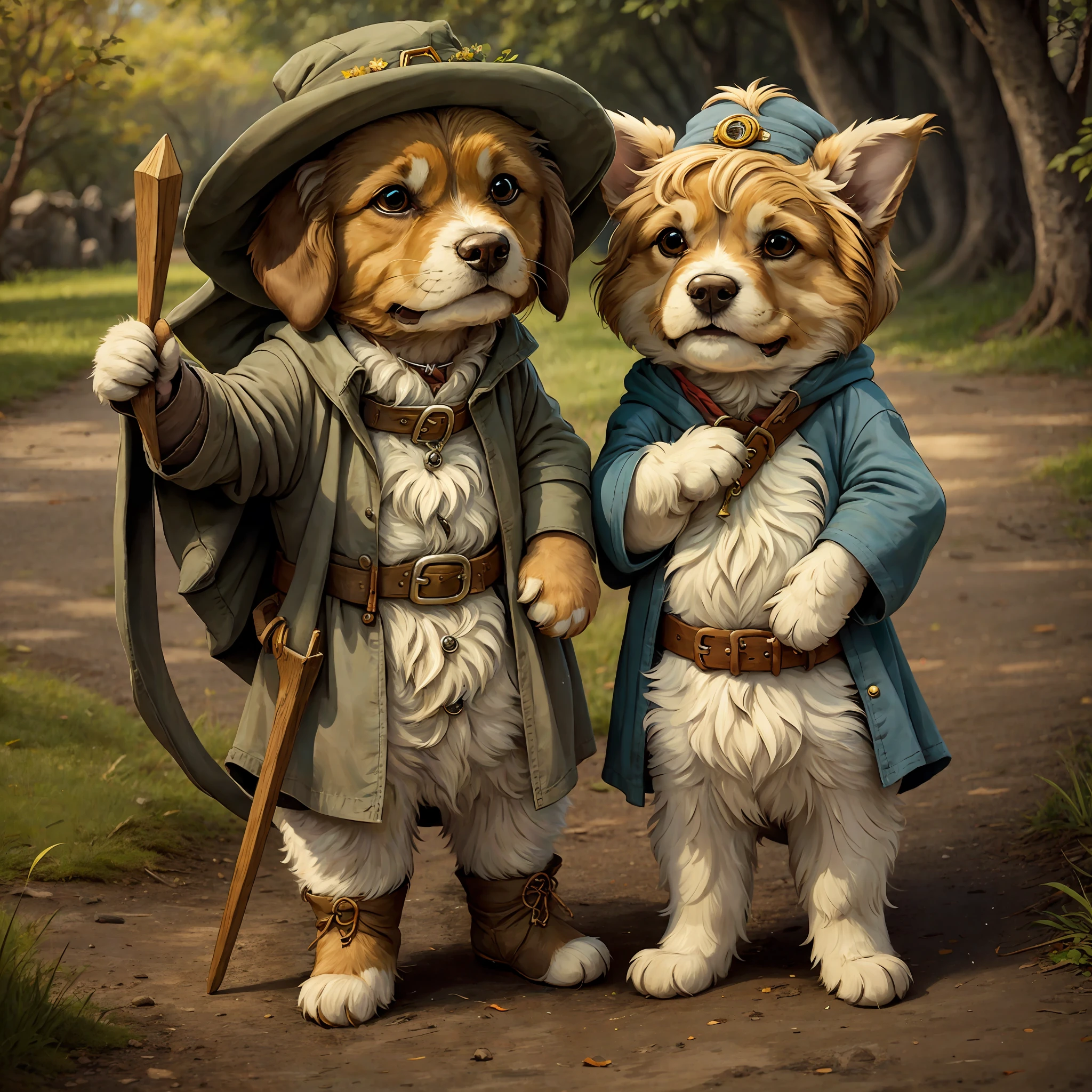 cute cartoon sticker of an dog cosplaying as bilbo baggins