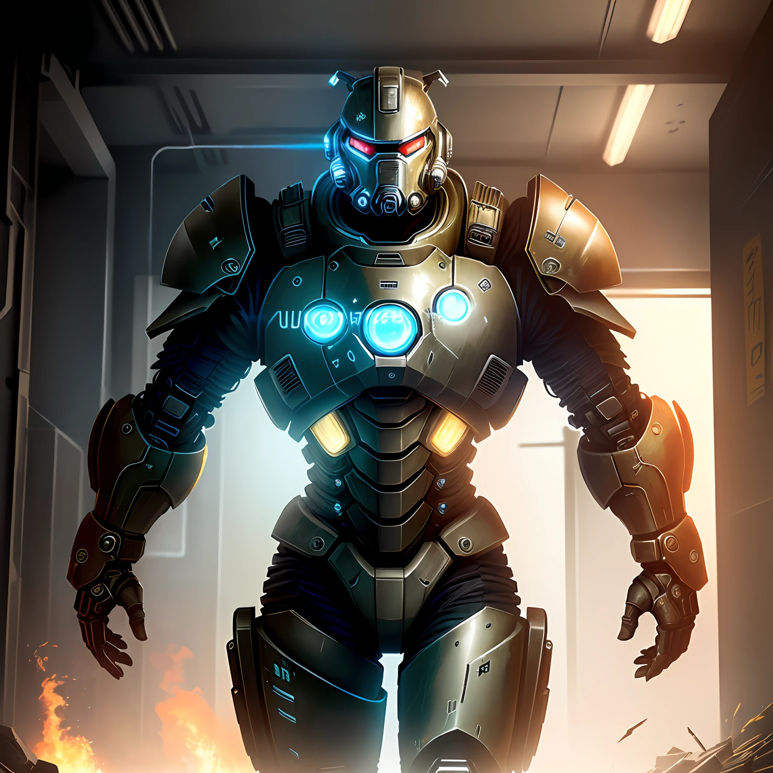 Create a Cyber Armor based on the Power Armor of the game Fallout 4