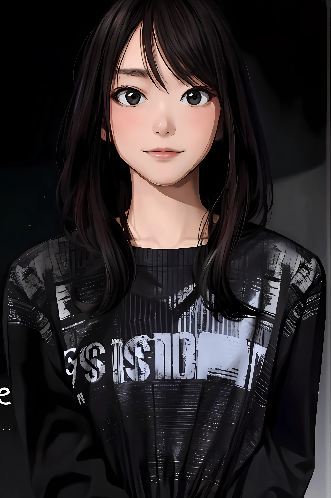 masterpiece,best quality,1girl,long hair,upper body,black theme