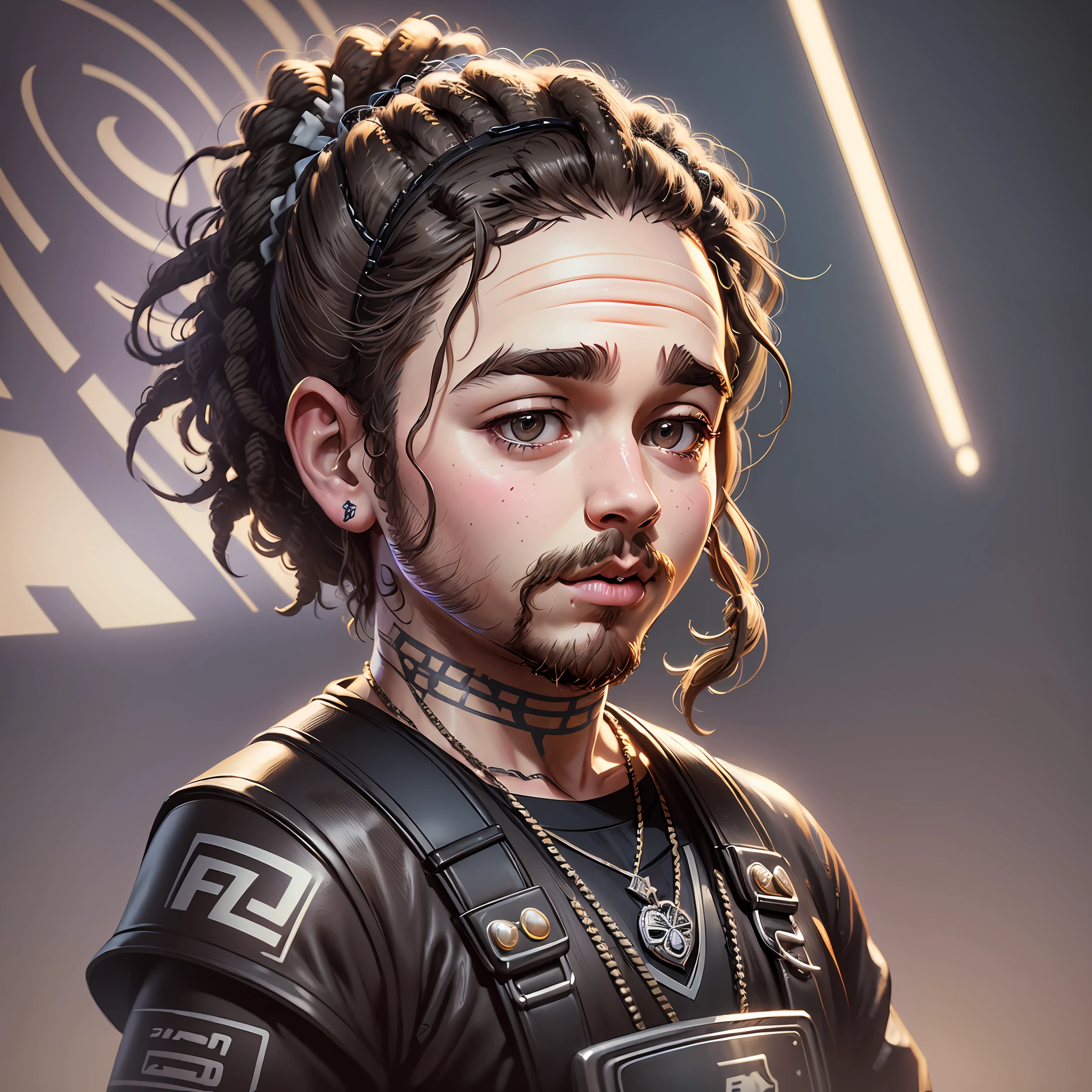 cbzbb, ((post Malone)), character, cute, small, beautiful, deviant art, trending artstation, digital art, detailed, cute, realistic, humanoid, character, tiny, sho cinematic, cinematic lights, ((post Malone)) ,soccer ball, ((POST MALONE)) --auto --s2