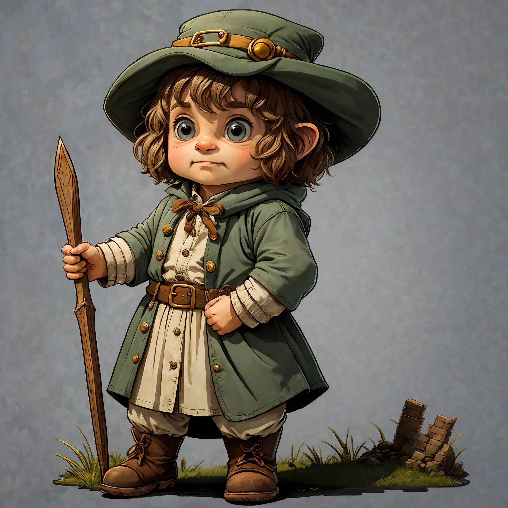 STICKER, is the cutest cartoon cosplaying as bilbo baggins, simple background