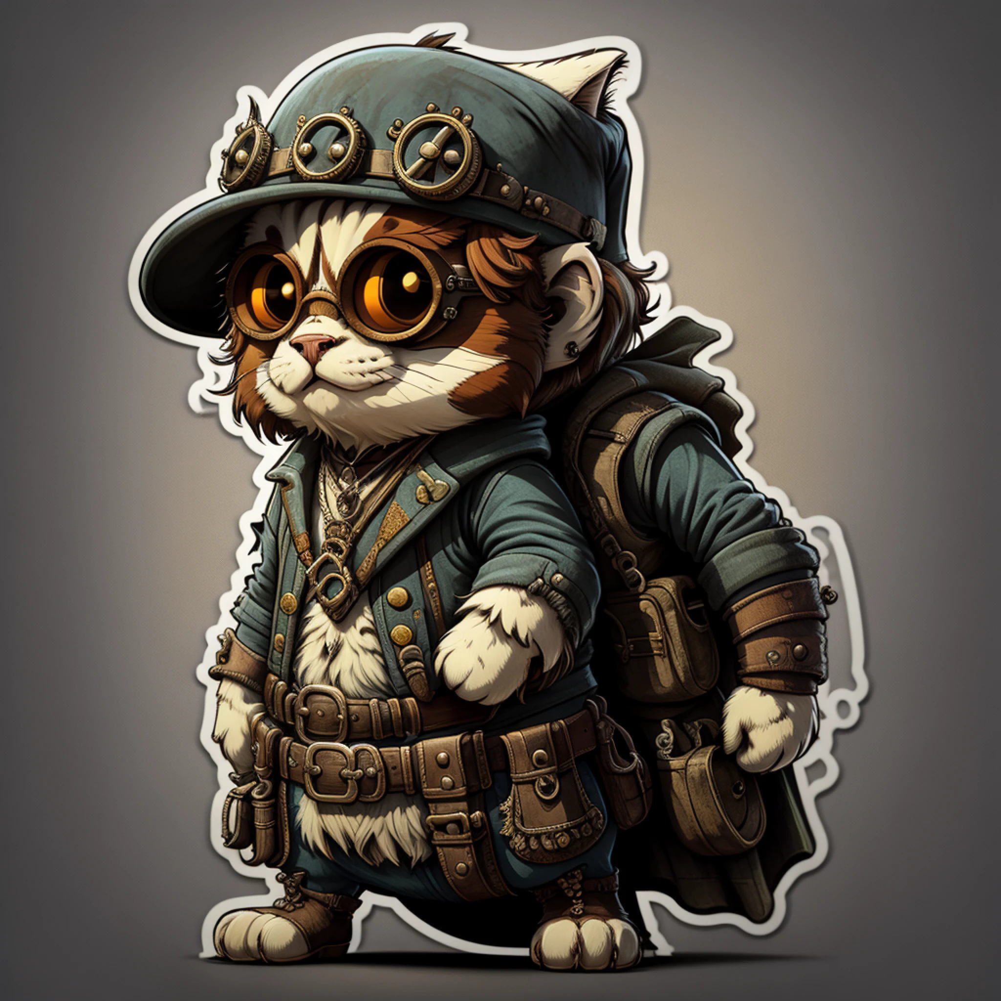 STICKER, coolest cartoon steampunker, simple background