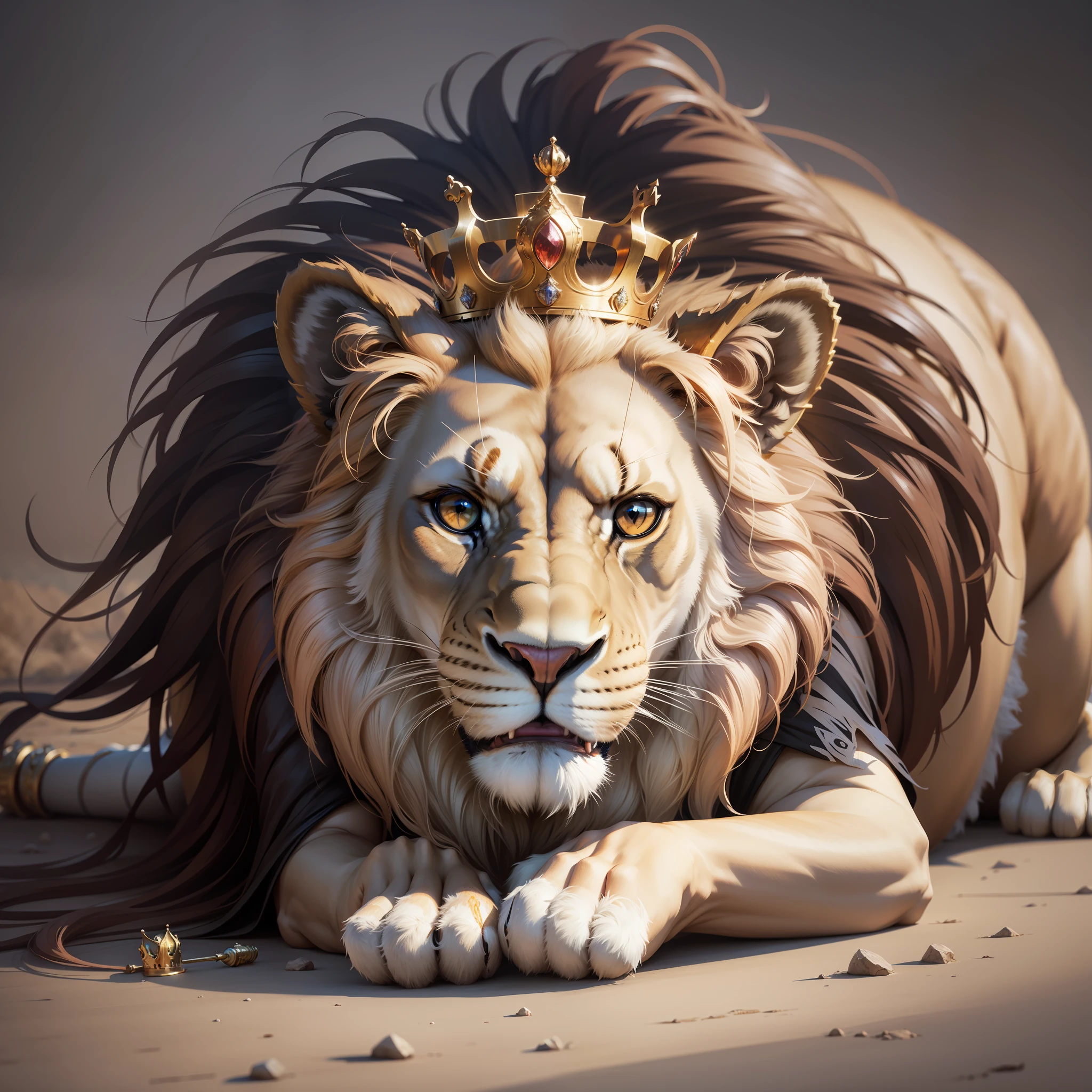 Lion with a crown (hyper realistic)