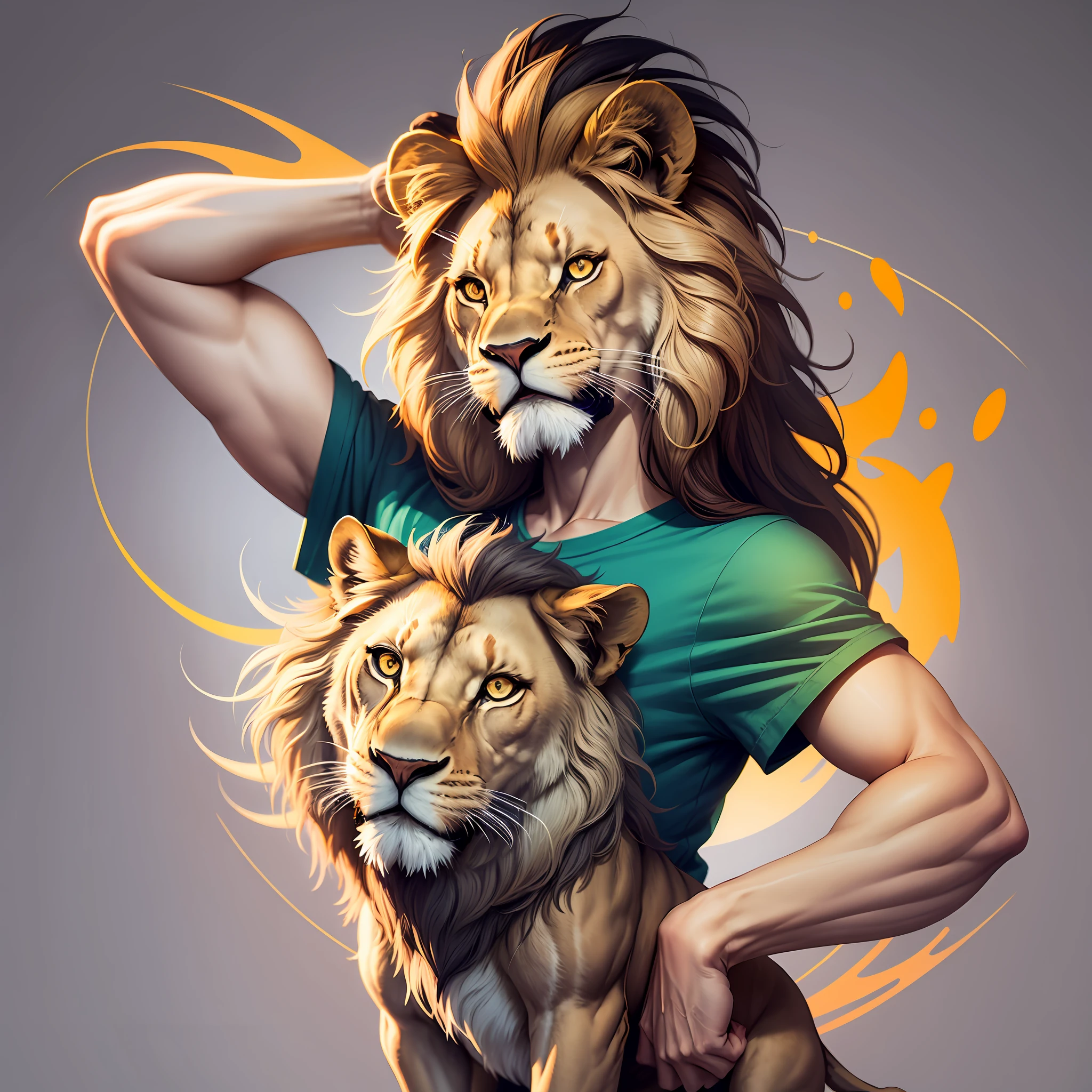 Create a vector illustration of a lion in sticker style to print on T-shirts. The lion should have a friendly appearance and be easily recognizable. It can be drawn in a frontal pose, with the head held high and the mane detailed and voluminous.
Use clean lines and defined outlines to create the vector illustration. The sticker style usually involves simple shapes and solid colors, with an emphasis on distinct contours and silhouettes. The lion can be composed of basic geometric shapes, such as circles and triangles, to give it a modern, stylized feel.
To add personality to the lion, you can emphasize striking features such as expressive eyes, a detailed nose, and a friendly expression. Consider adding small details such as a smiling mouth or a tongue to create a touch of fun.
As for the color, opt for solid and vibrant colors that contrast well with the background of the T-shirt. Think of combinations like orange and yellow, or even blue and green, depending on your preferences and desired style. --auto --s2
