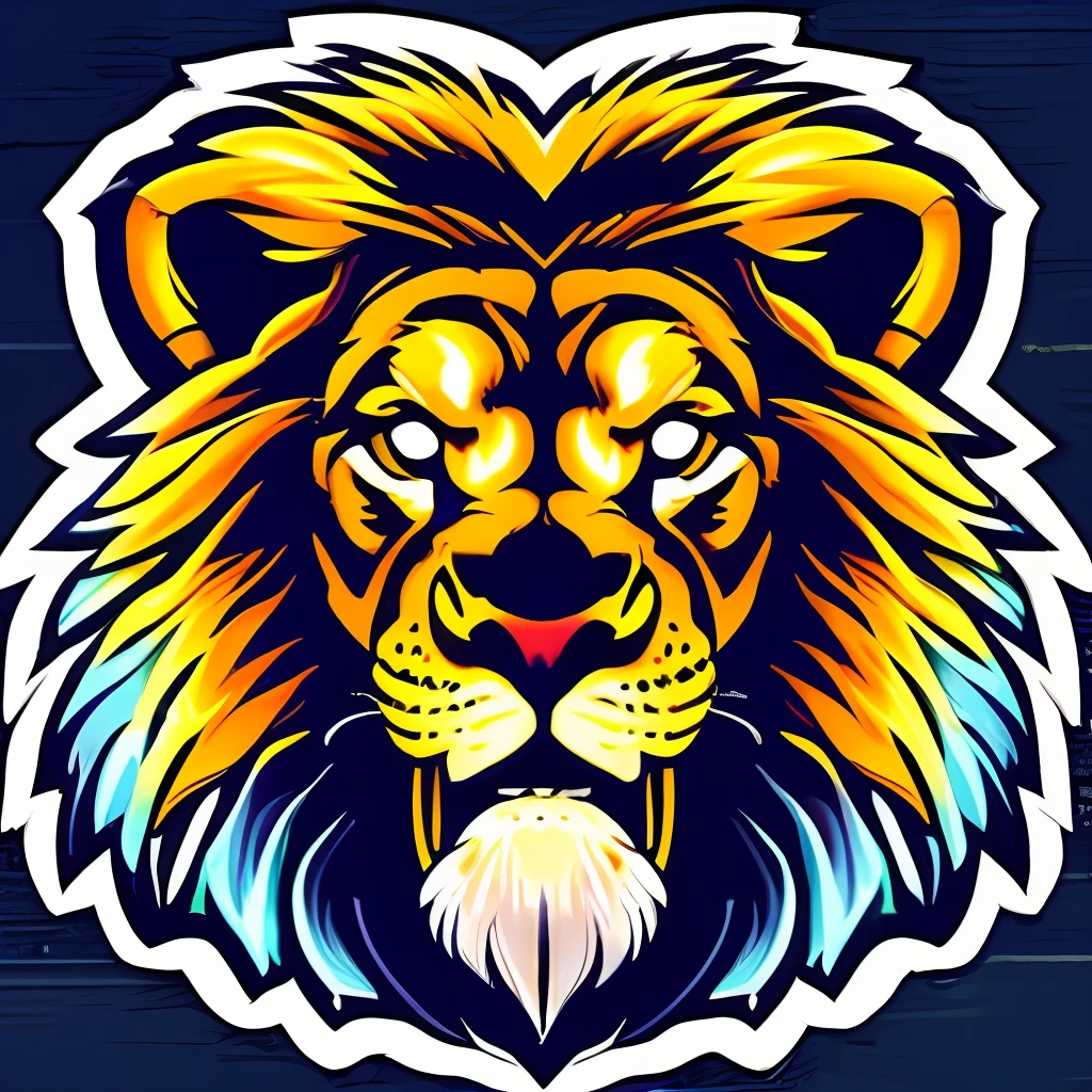 Create a vector illustration of a lion in sticker style to print on T-shirts. The lion should have a friendly appearance and be easily recognizable. It can be drawn in a frontal pose, with the head held high and the mane detailed and voluminous.

Use clean lines and defined outlines to create the vector illustration. The sticker style usually involves simple shapes and solid colors, with an emphasis on distinct contours and silhouettes. The lion can be composed of basic geometric shapes, such as circles and triangles, to give it a modern, stylized feel.

To add personality to the lion, you can emphasize striking features such as expressive eyes, a detailed nose, and a friendly expression. Consider adding small details such as a smiling mouth or a tongue to create a touch of fun.

As for the color, opt for solid and vibrant colors that contrast well with the background of the T-shirt. Think of combinations like orange and yellow, or even blue and green, depending on your preferences and desired style.