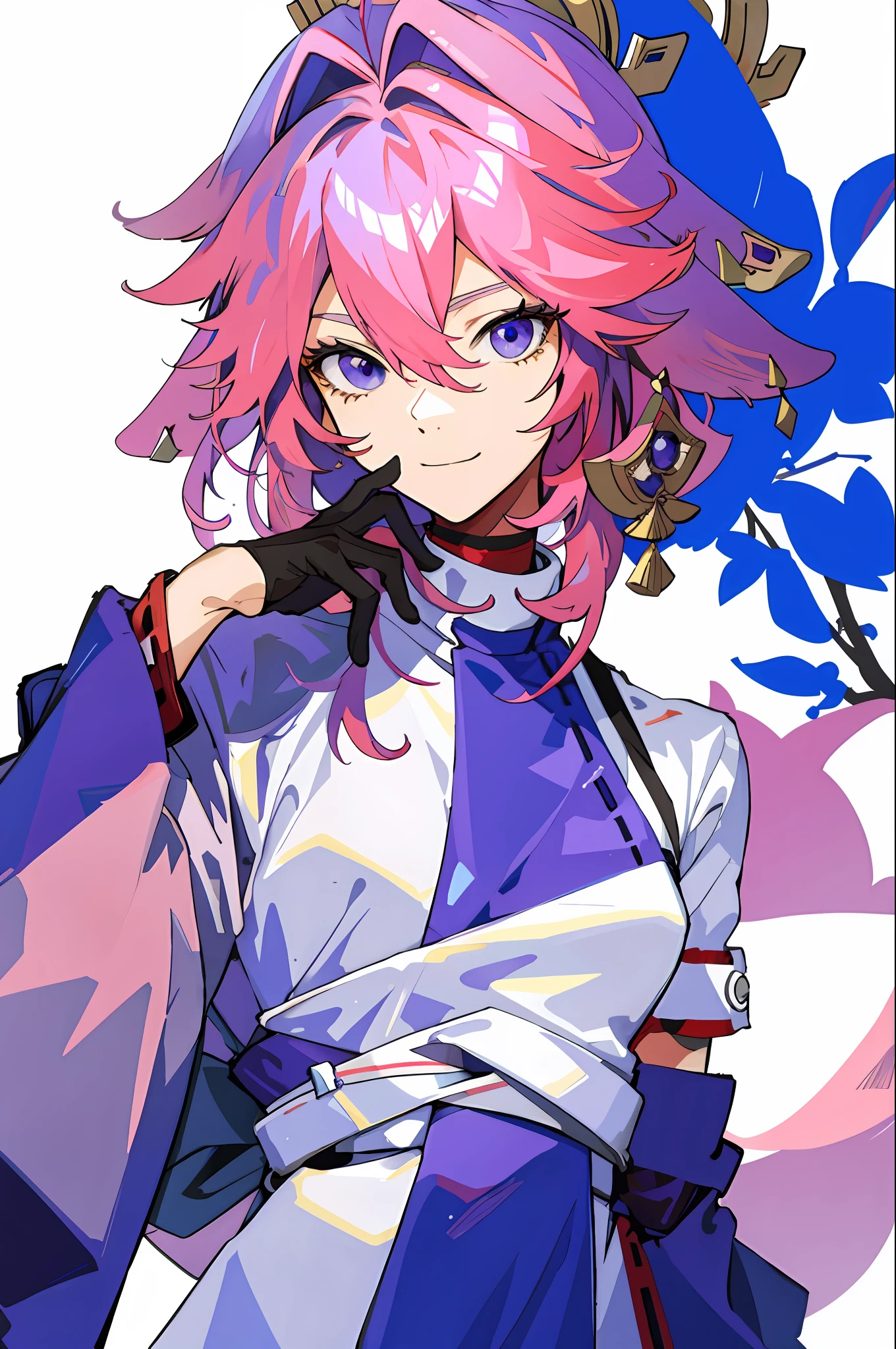 masterpiece, best quality, 1 girl , adult, surgeon blue clothes, surgeon gloves, surgeon hat, anatomy place, pink hair, purple eyes, yae miko
