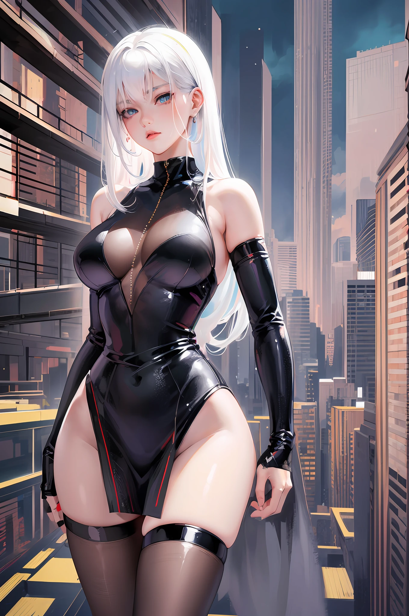 anime girl with white hair and black clothes posing naked, extremely detailed artgerm, detailed digital anime art, artgerm on artstation pixiv, guweiz on pixiv artstation, guweiz on artstation pixiv, fanart best artstation, :: rossdraws, trending on artstation pixiv, rossdraws 2. 5