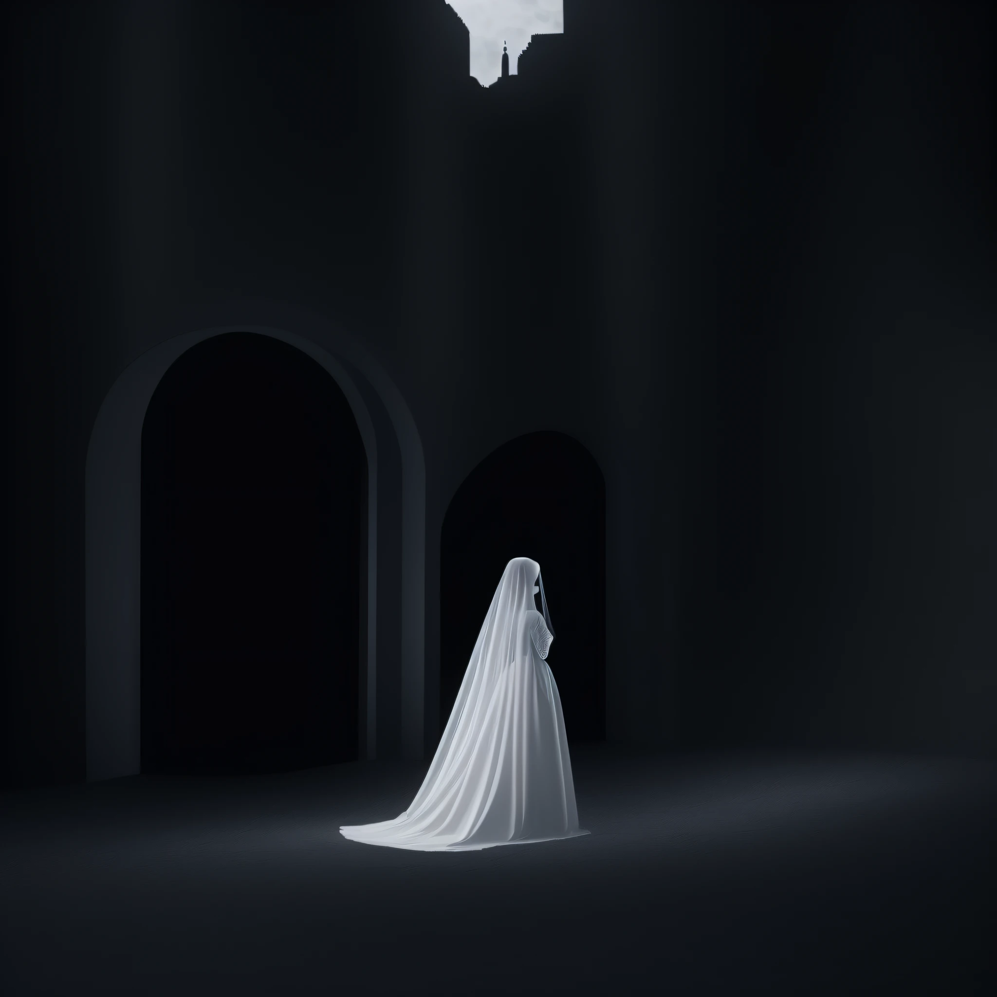 woman in white, ghostly in her cursed castle --auto --s2