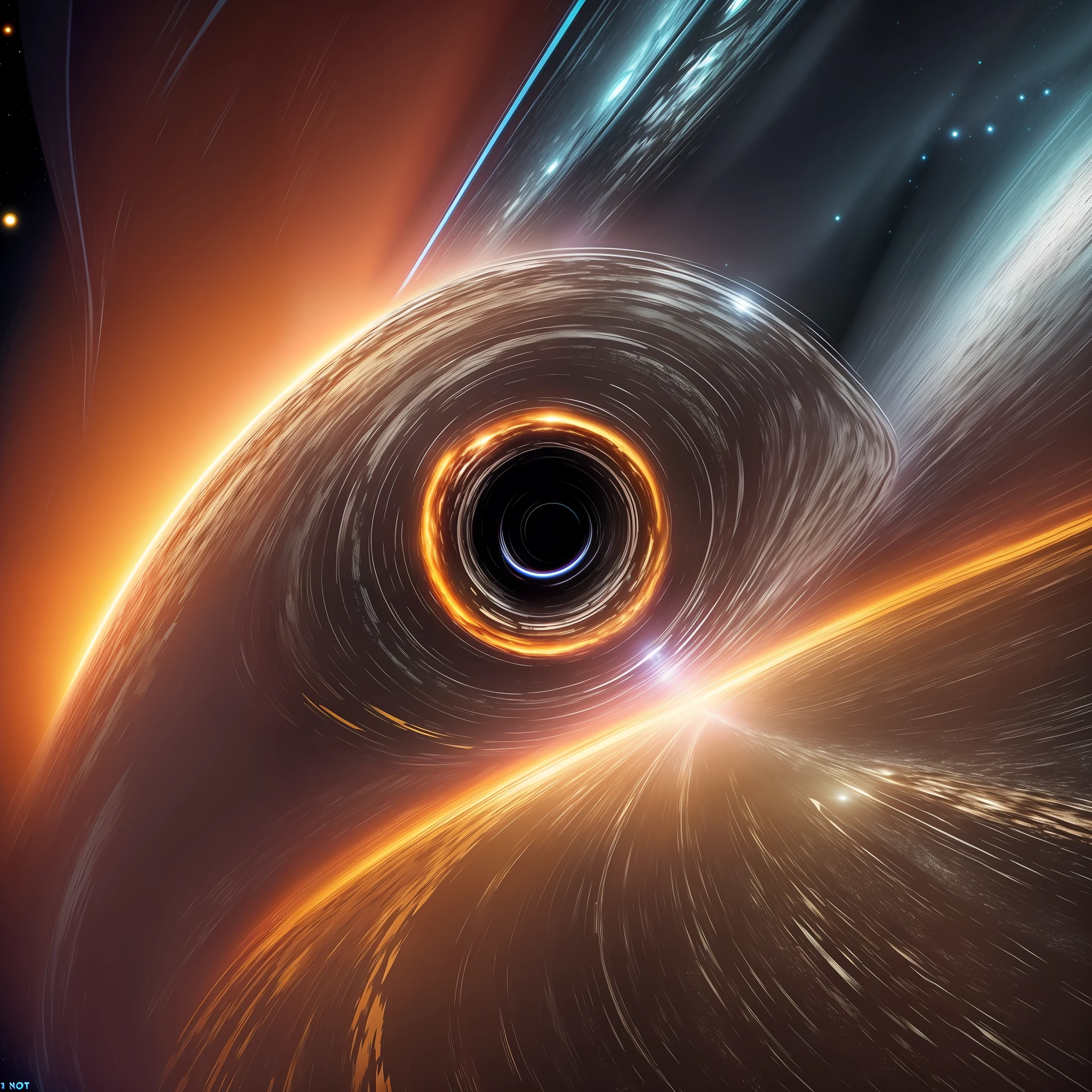 (floating black hole: 1.5), clear, bright and shimmering details, a sense of depth, surrounded by multiple distinct luminous layers, enhanced lighting, "not including other holes around".