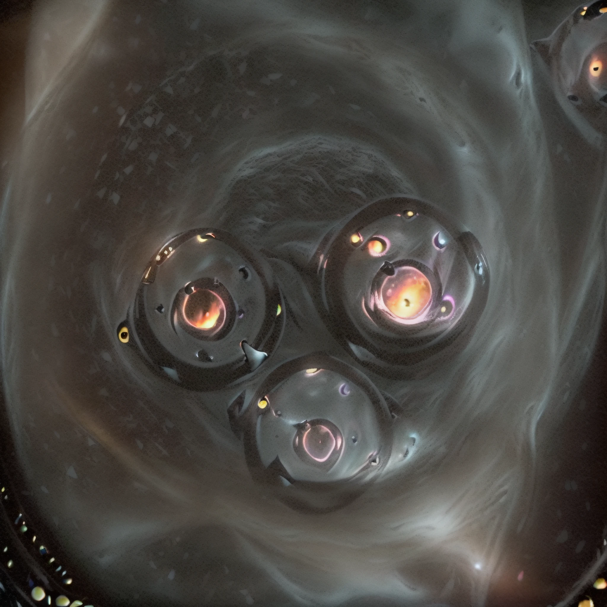 (floating black hole:1.5), clear, bright and shimmering details, a sense of depth, surrounded by multiple luminous layers, enhanced lighting, "not including other holes around".