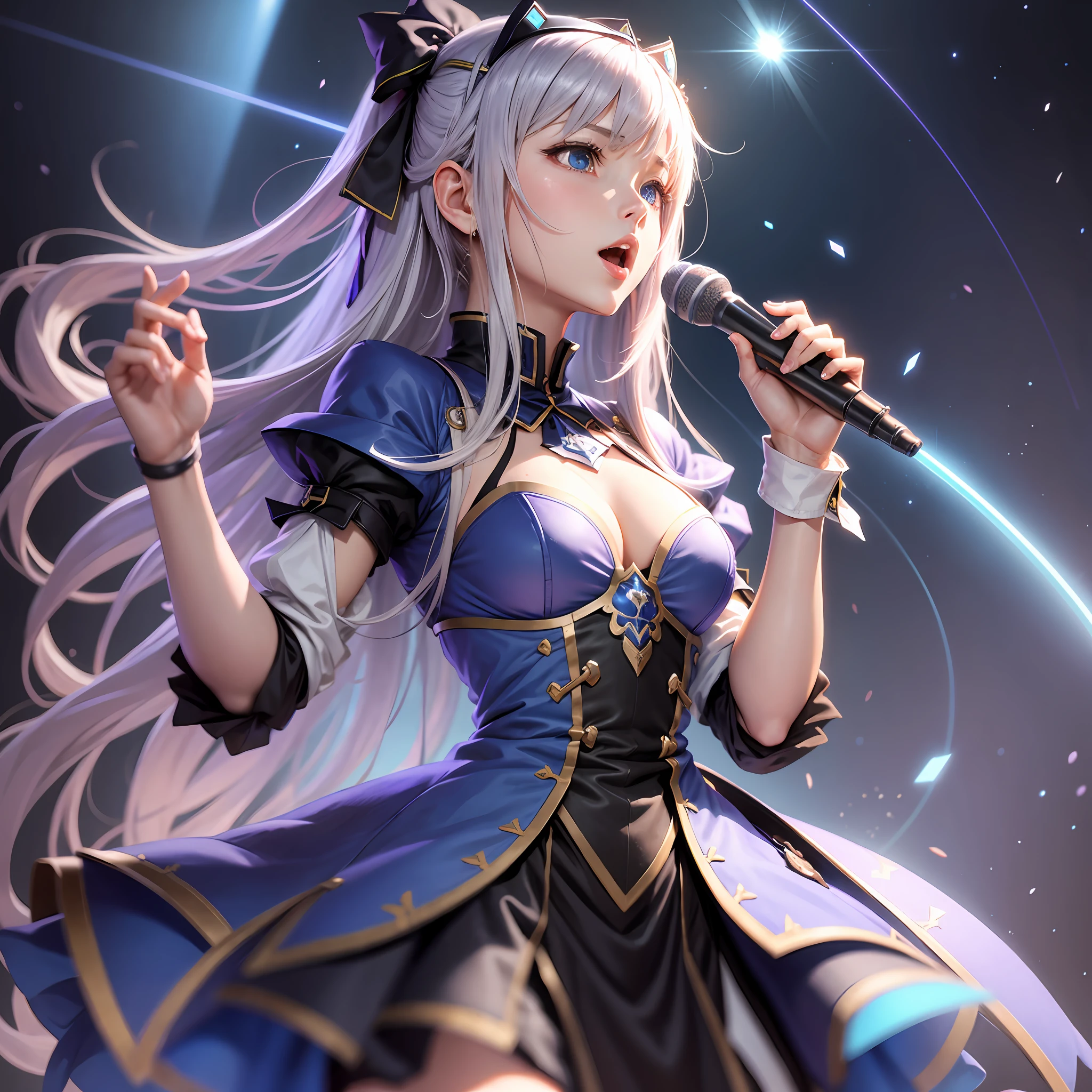Alice Synthesis Thirty, SAO, singing, perfect face, beautiful proportions, microphone to mouth, one person --auto --s2