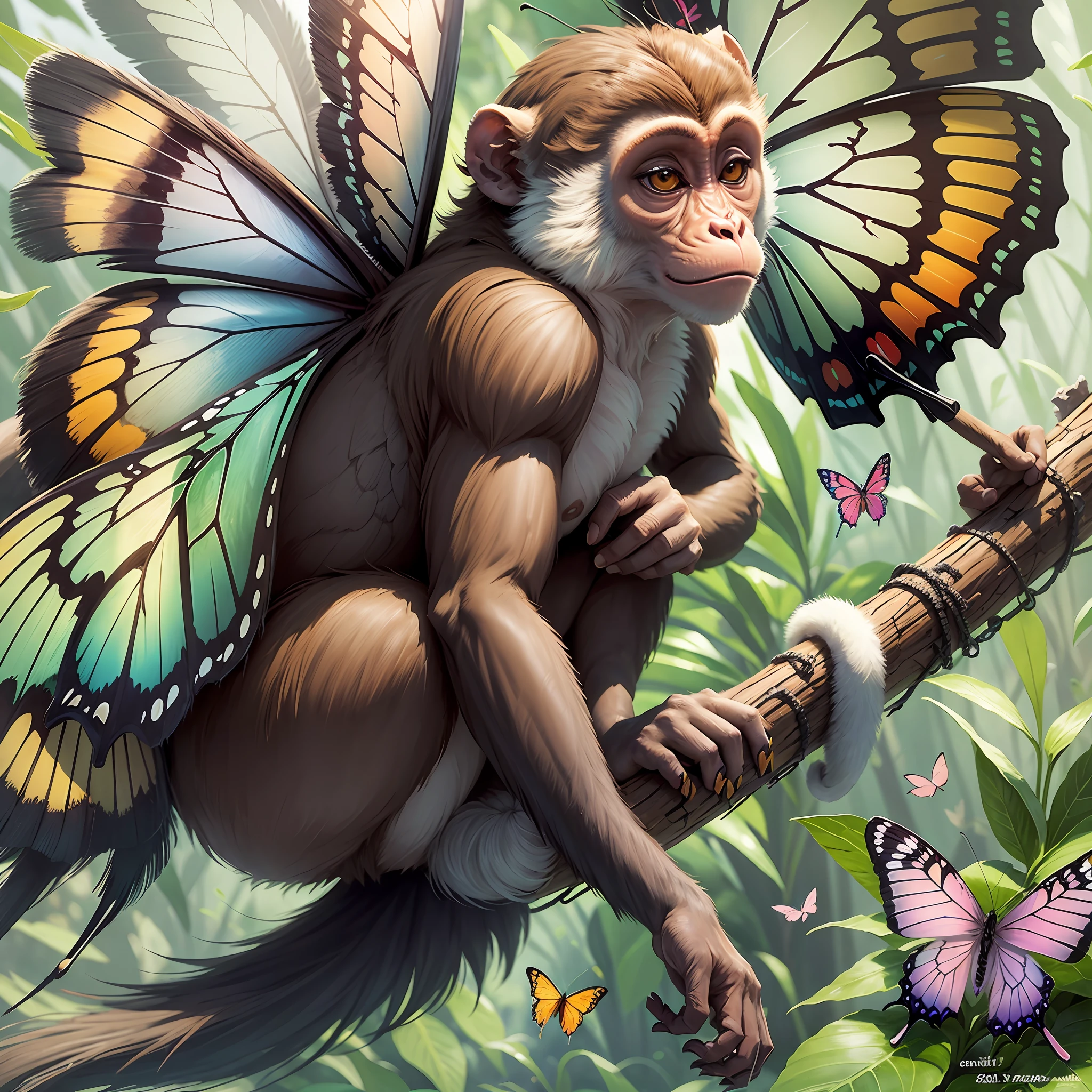 Draw the mixture of a monkey with butterfly --auto --s2