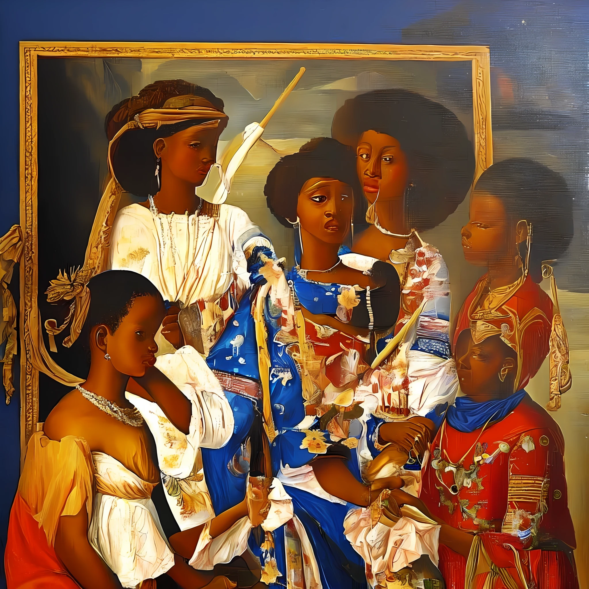 Painting, works Renaissance style, black woman, African