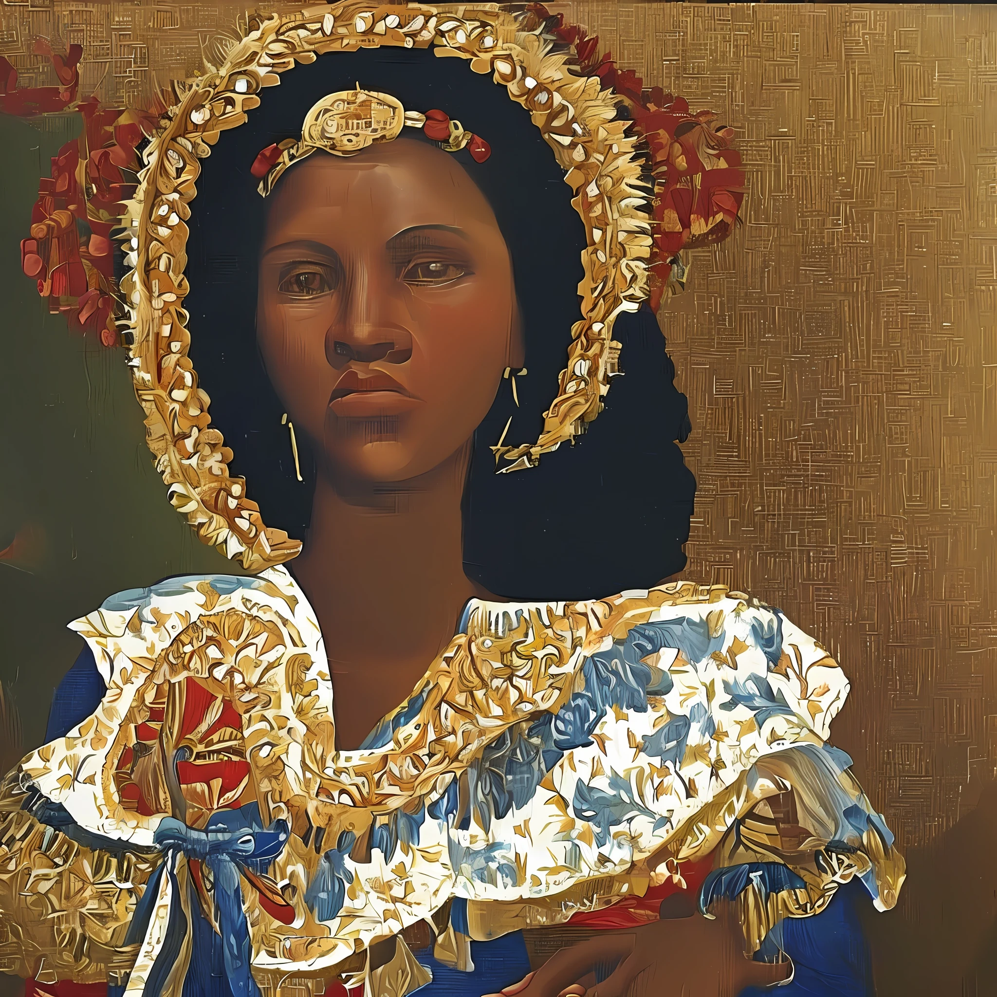 Painting, works Renaissance style, black woman, African