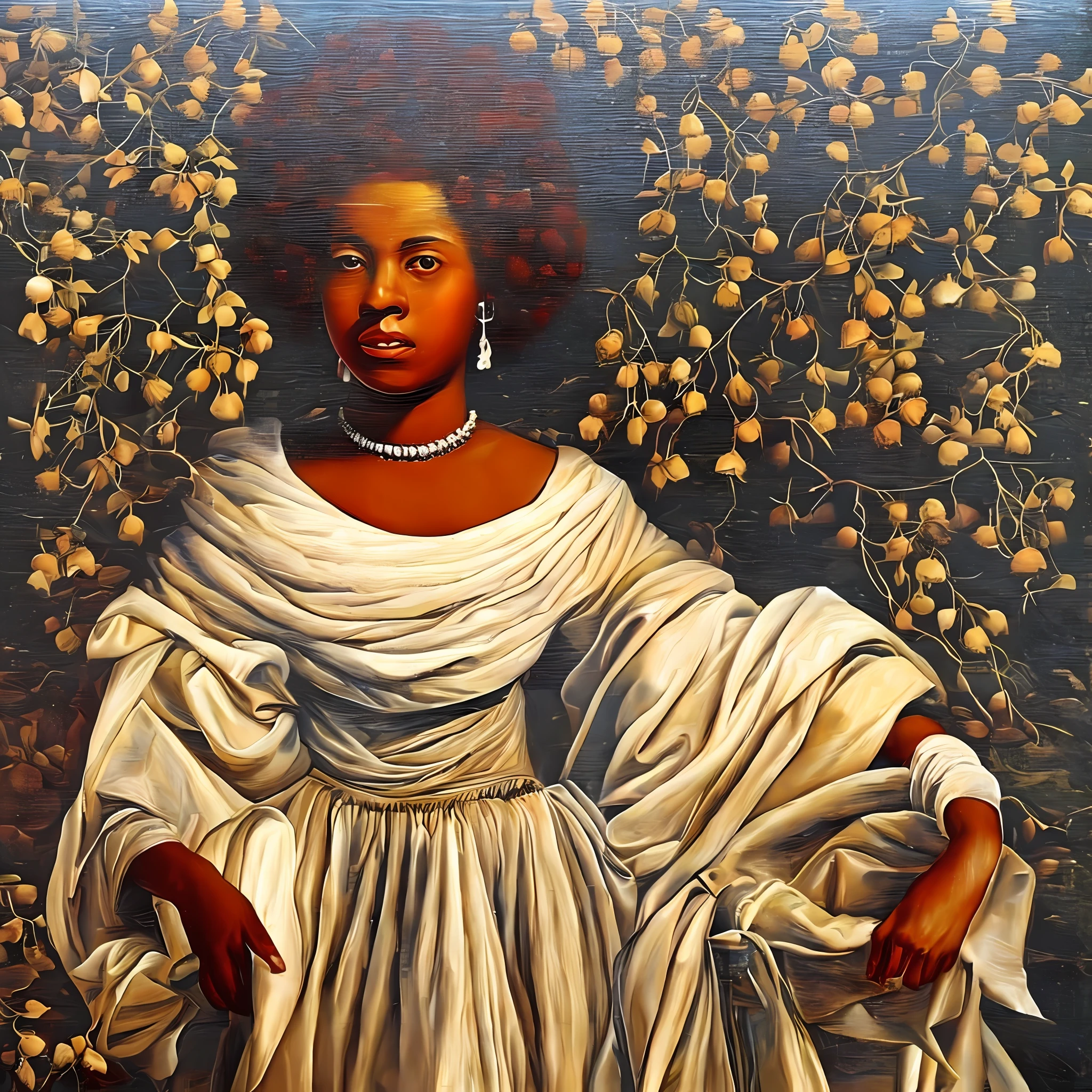 Painting, works Renaissance style, black woman, African