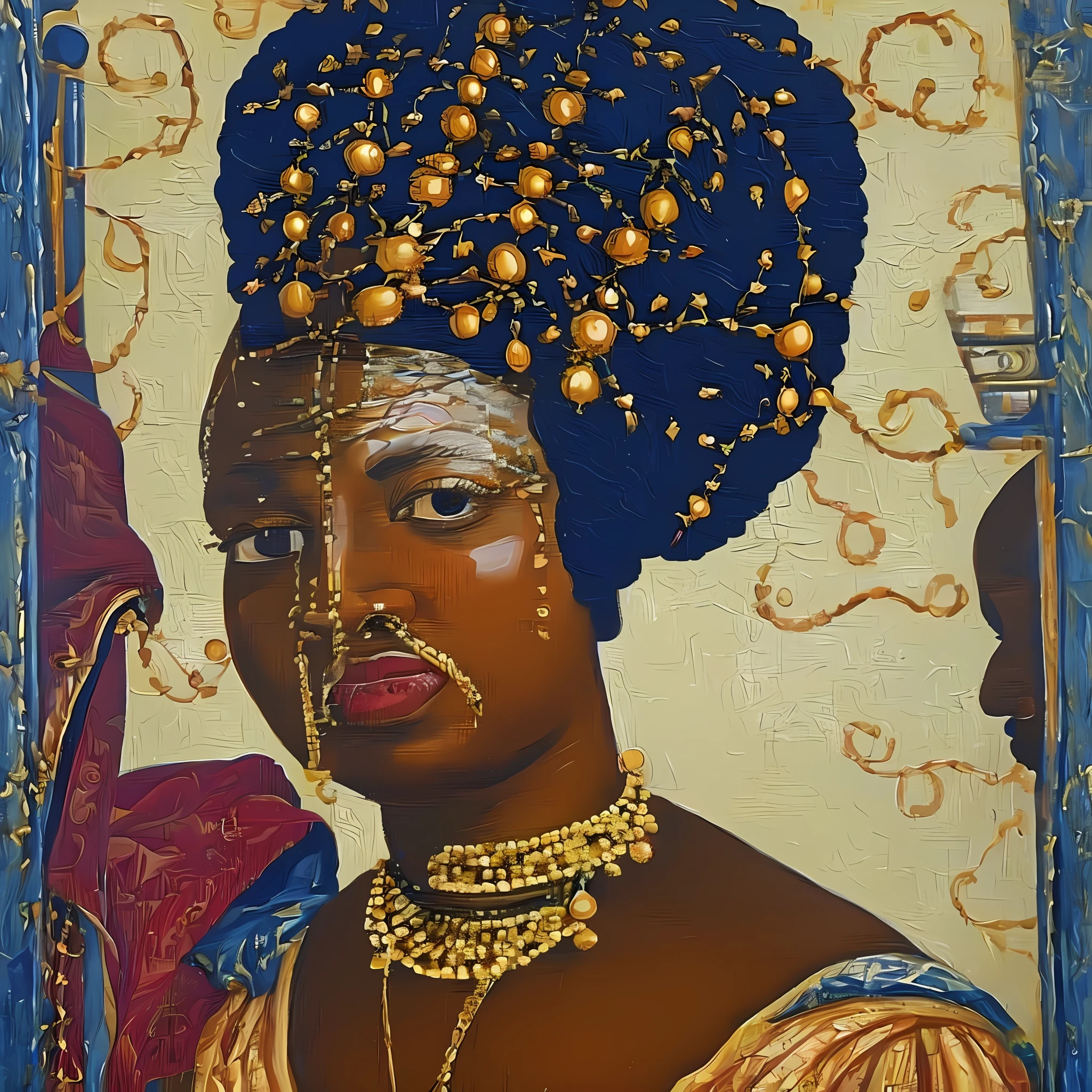 Painting, works Renaissance style, black woman, African