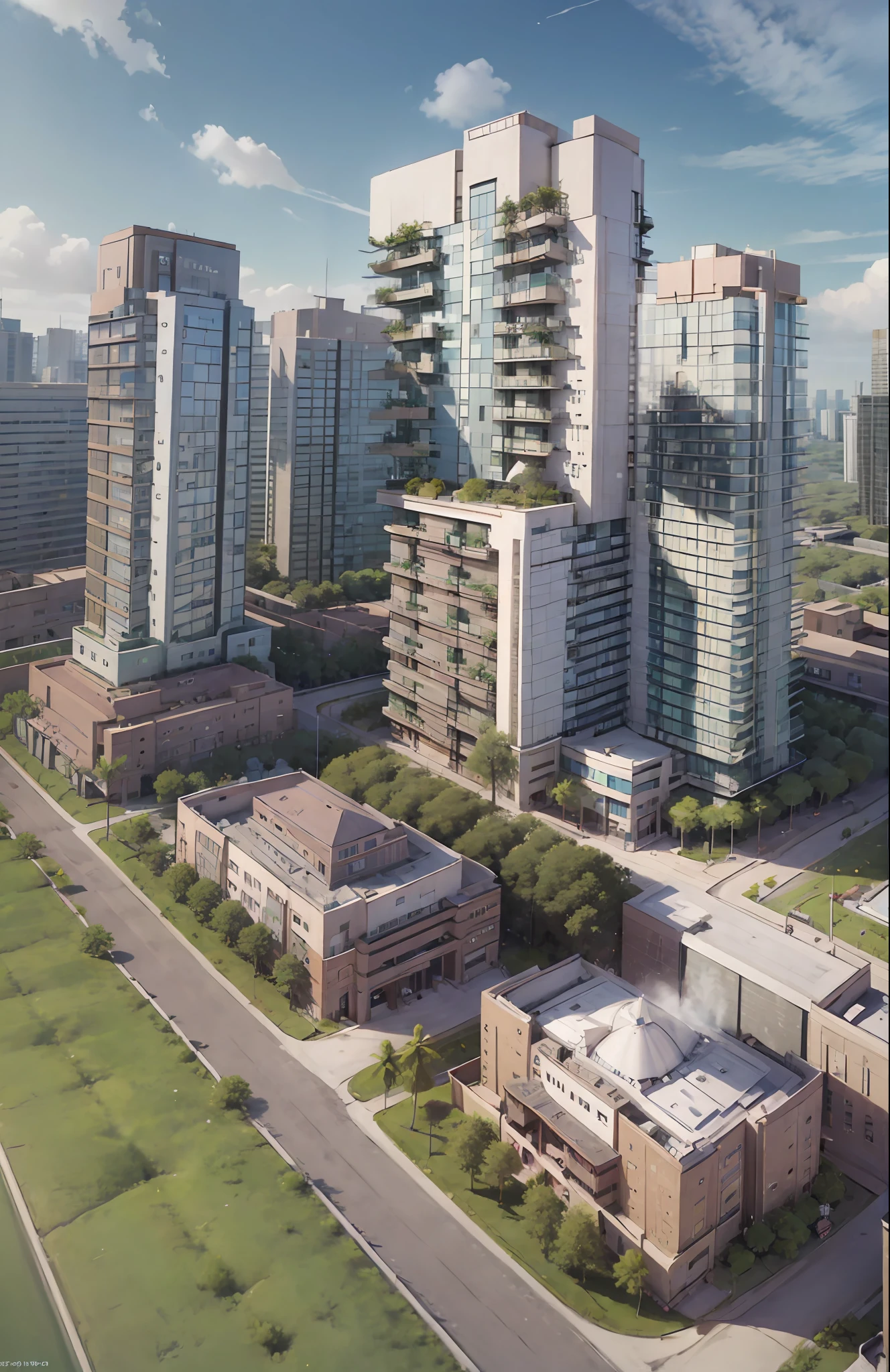 big bustling city, various cars, buildings, houses, businesses, plantations, 3D. best quality --auto --s2