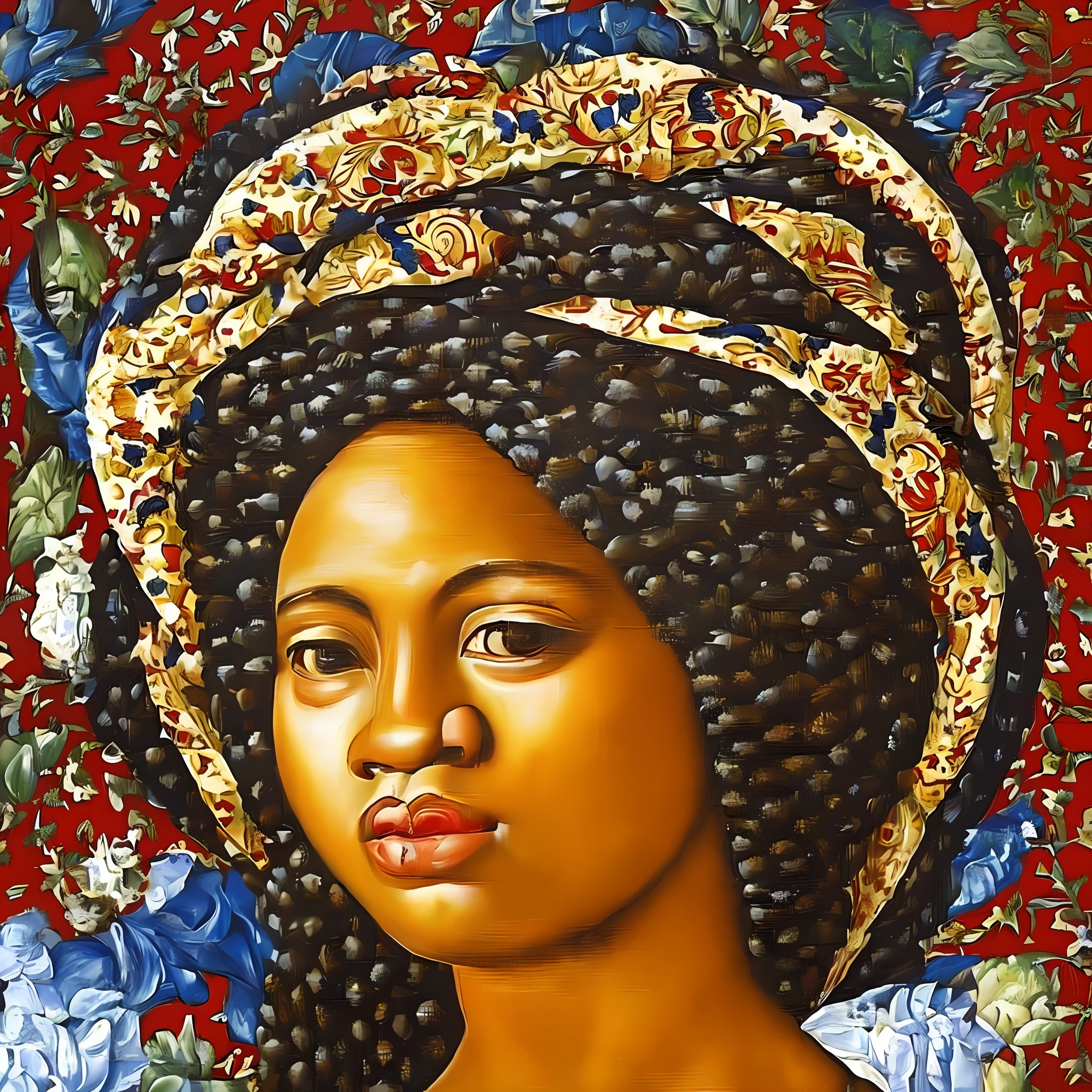 Painting, works Renaissance style, black woman, African