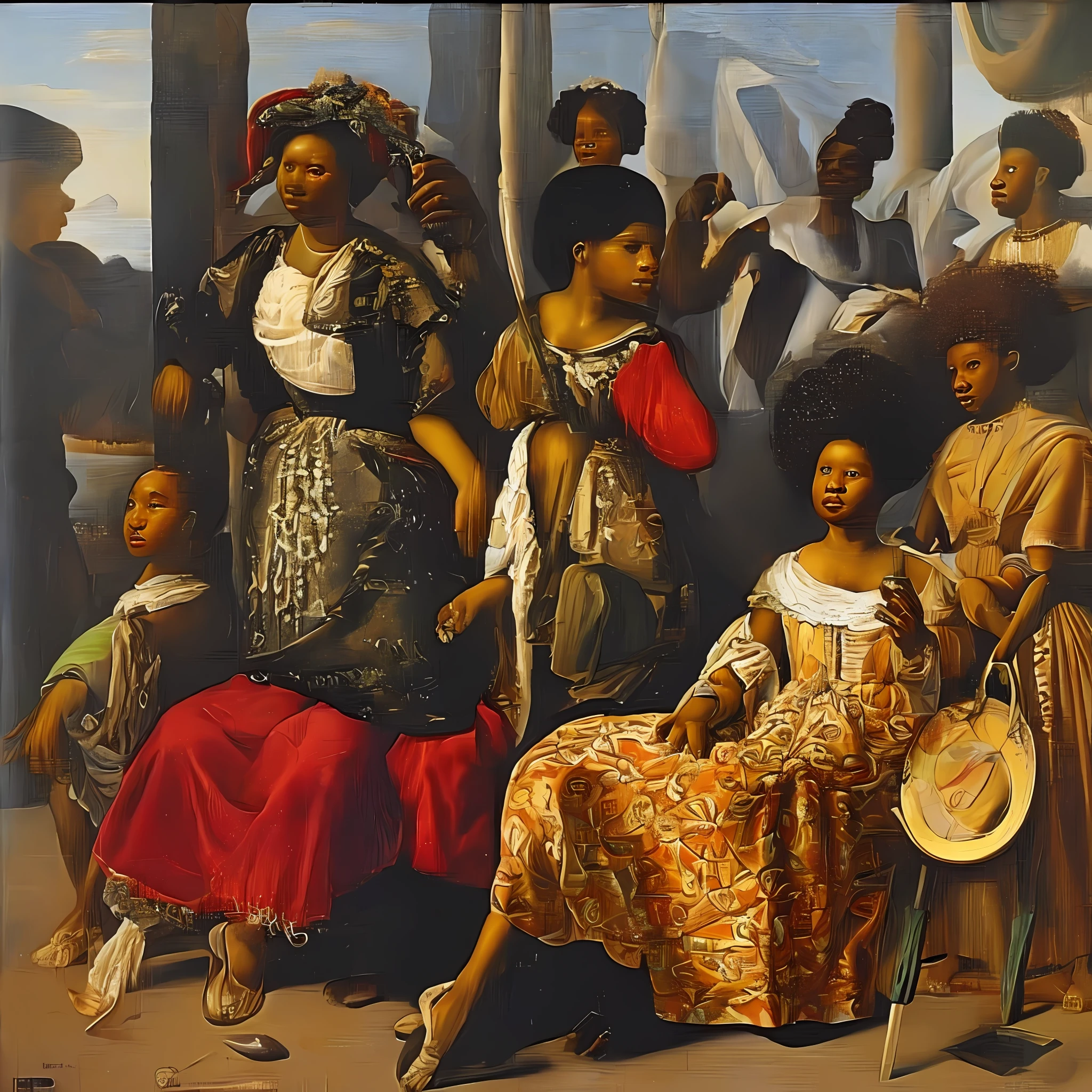 Painting, works Renaissance style, black woman, African