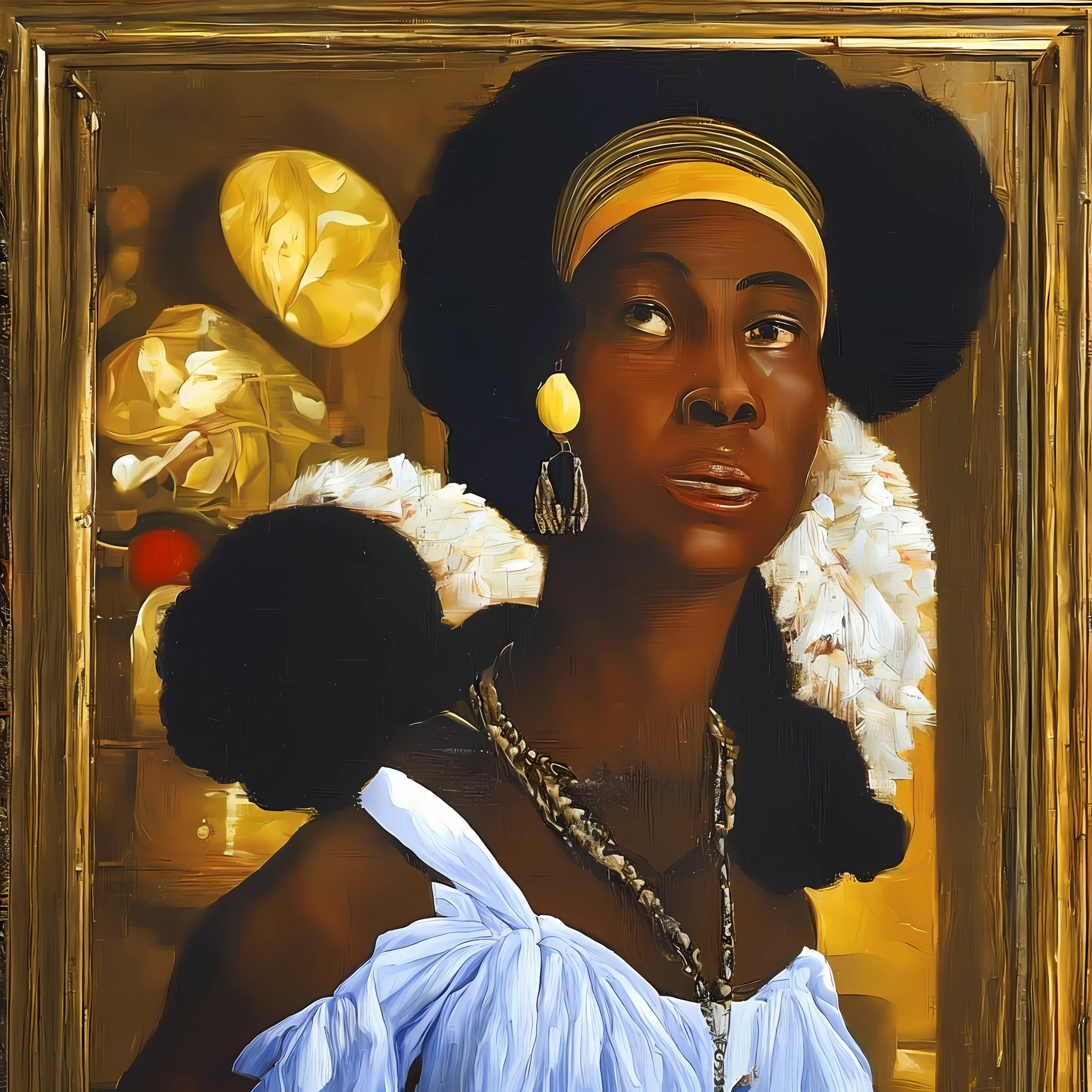 Painting, works Renaissance style, black woman, African