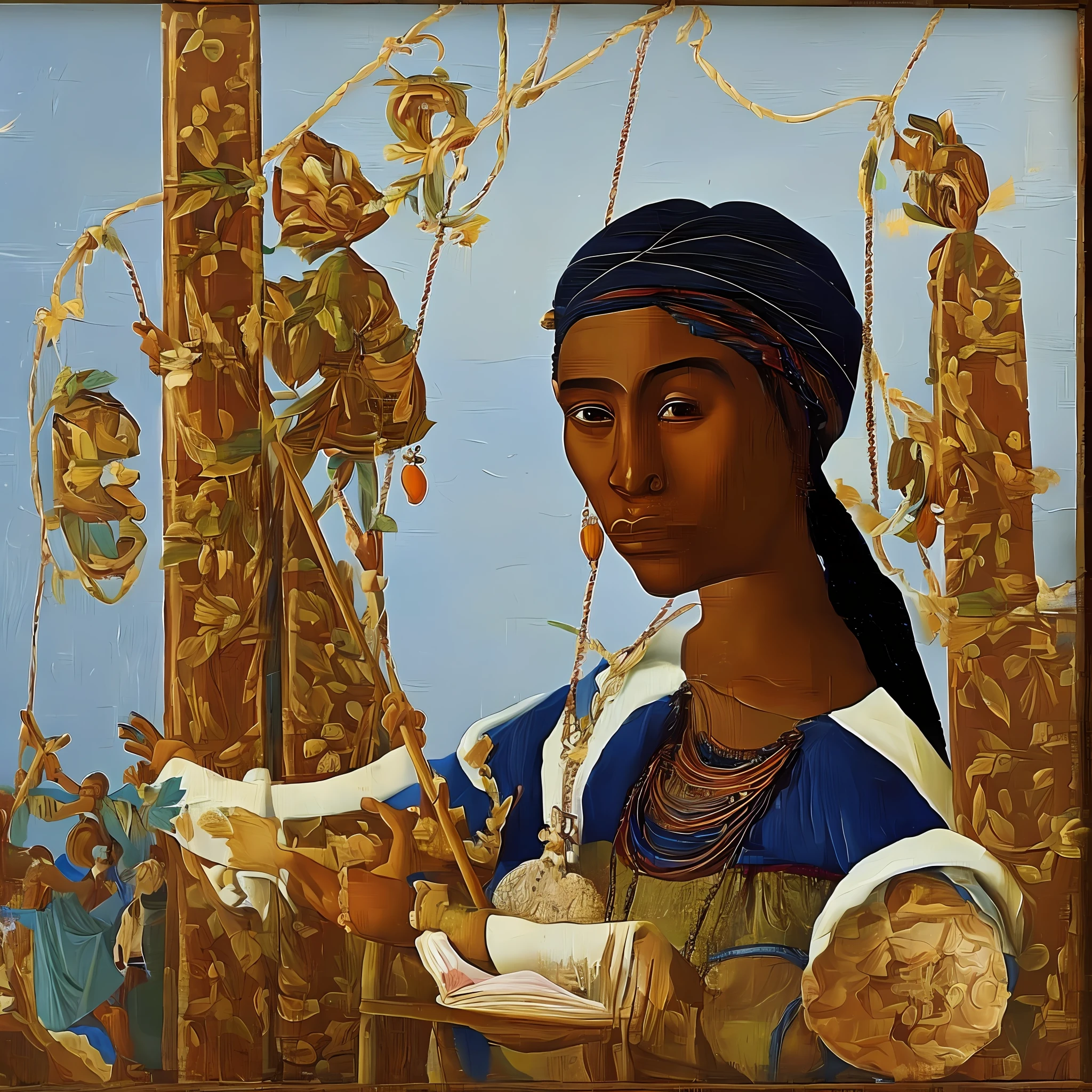 Painting, works Renaissance style, black woman, African