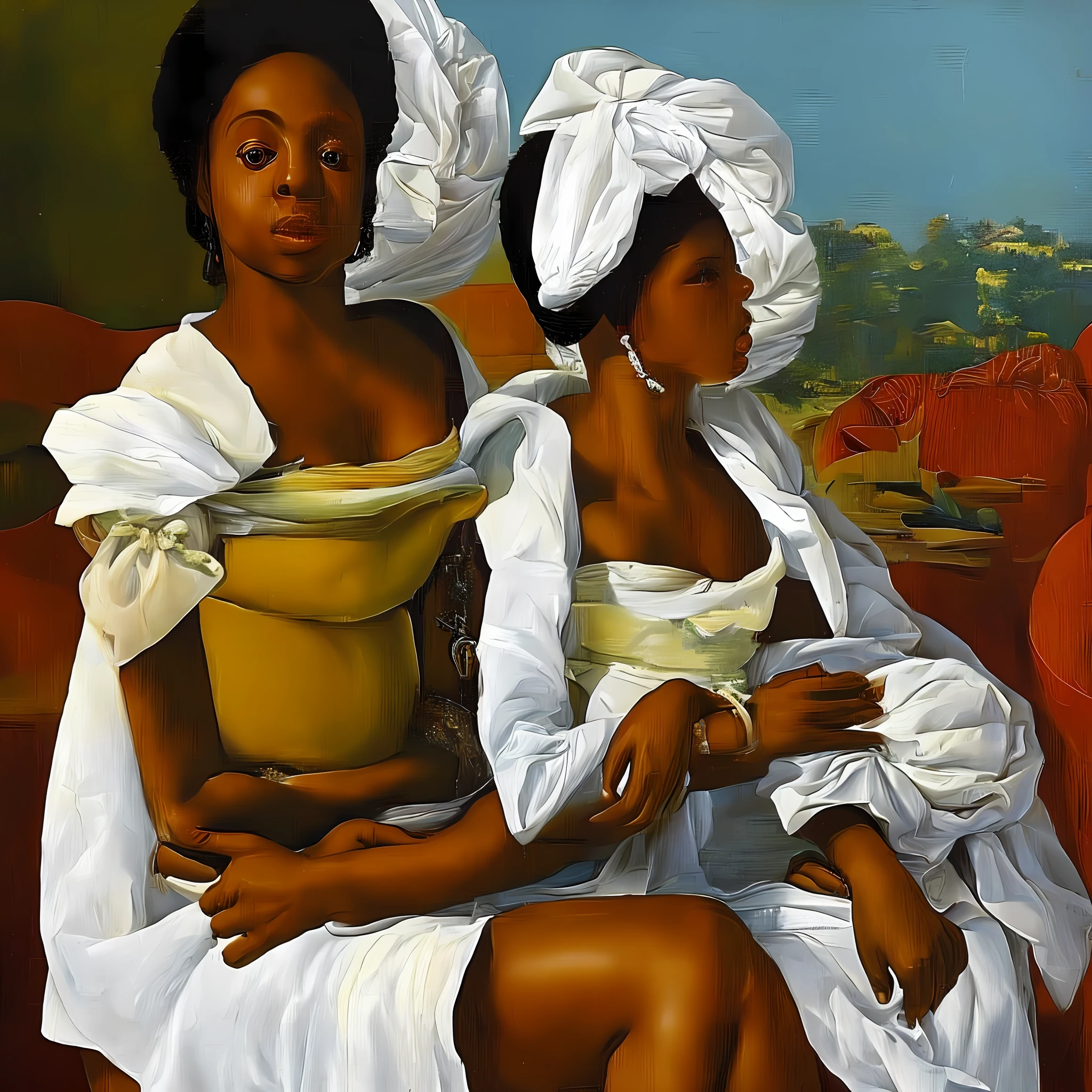 Painting, works Renaissance style, black woman, African