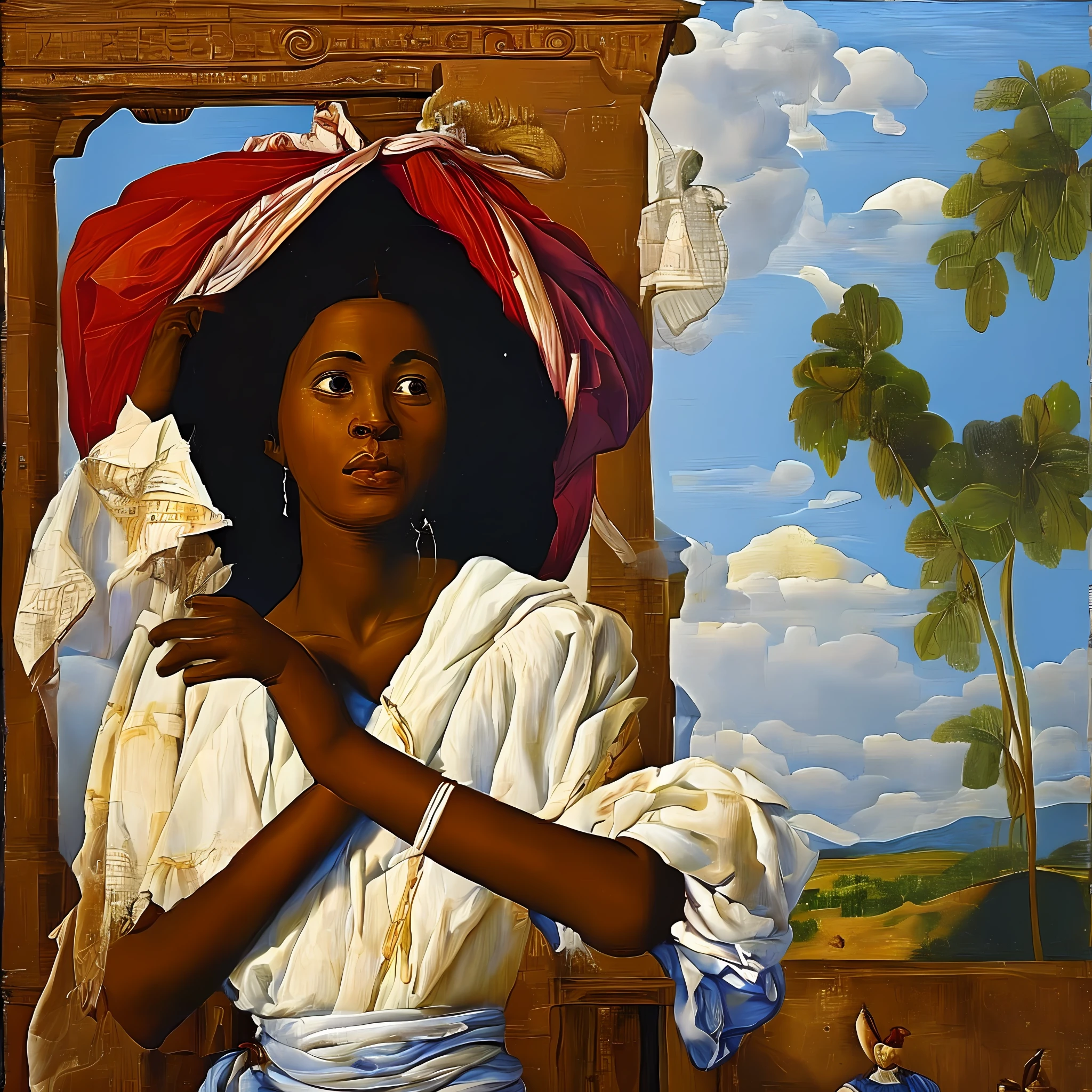 Painting, works Renaissance style, black woman, African