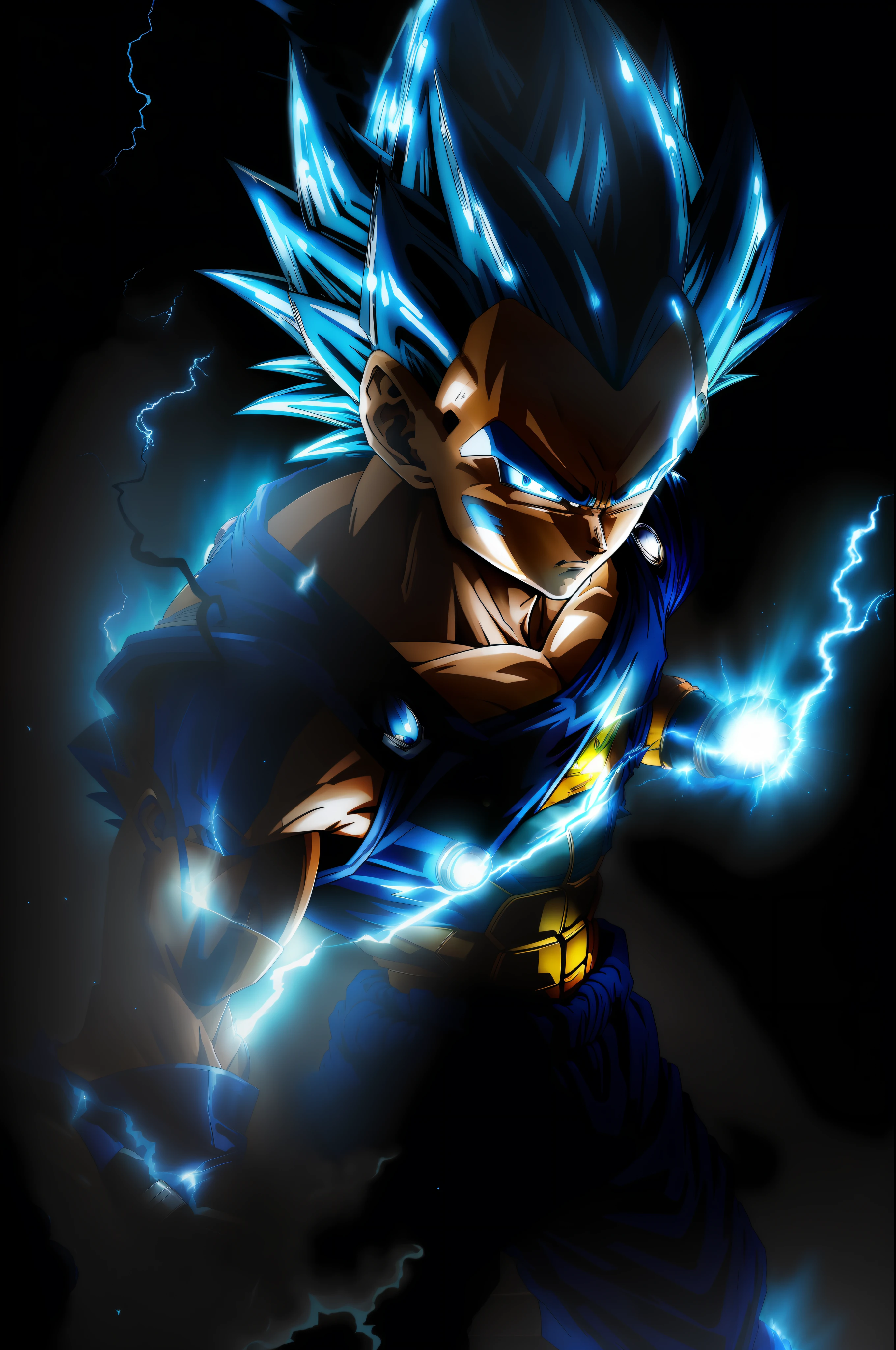 Masterpiece, Acura, Vegeta Super Saiyan Blue, Blue Hair Blue Lightning Point Yourself, 4 k manga wallpaper, anime wallpaper 4 K, Dragon Ball art style