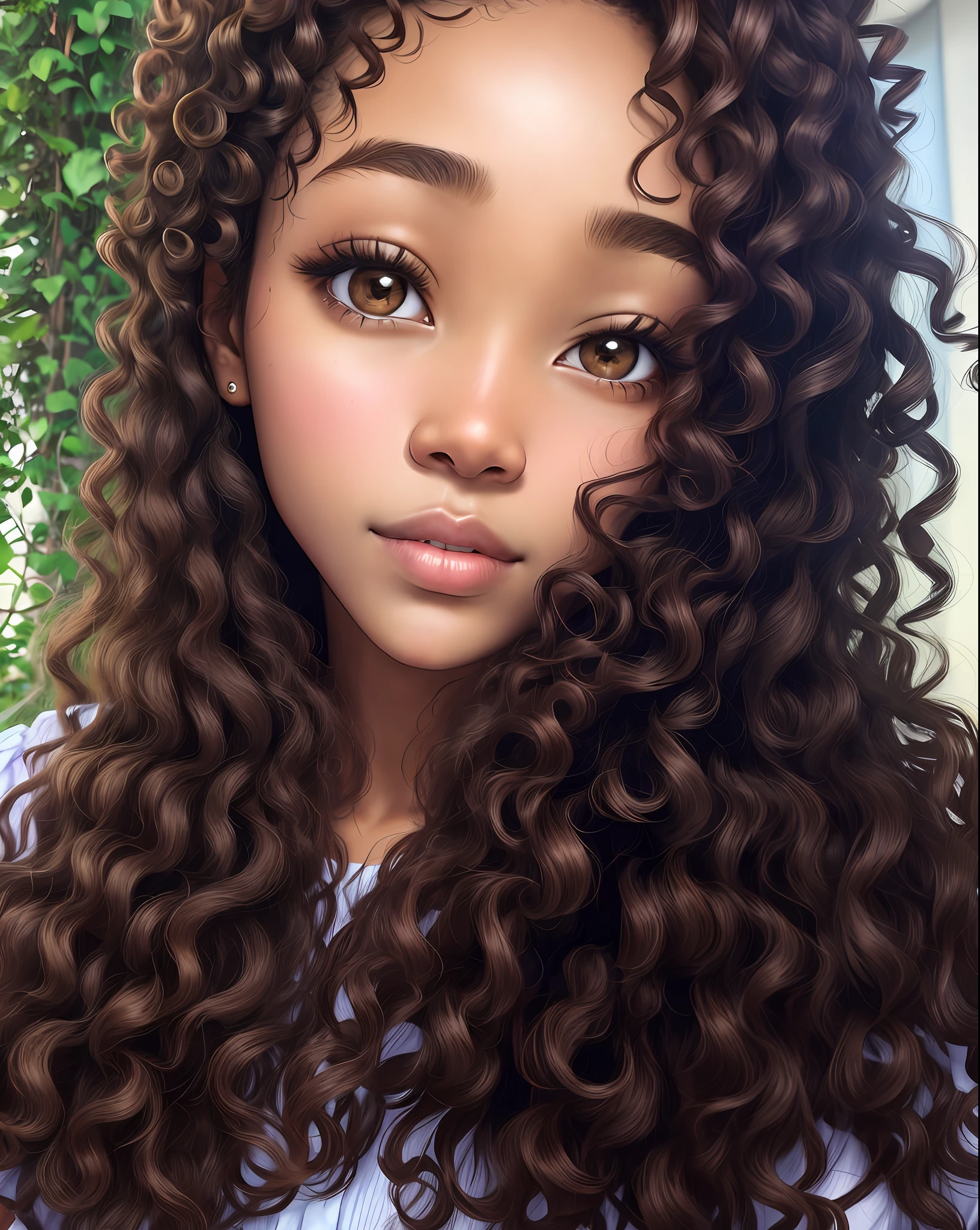 Heroine brown skin brown eyes curly hair