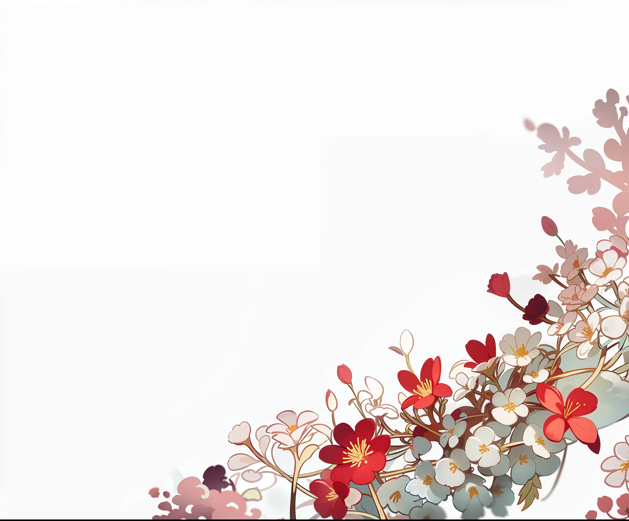 a white and red flower border with a white background, celestial red flowers vibe, white border and background, red and white flowers, fine background proportionate, extremely high resolution, background image, plain background, flower background, isolated background, flowers in background, flowers background, high definition background, large white border, red and white color theme, red flowers, detailed background