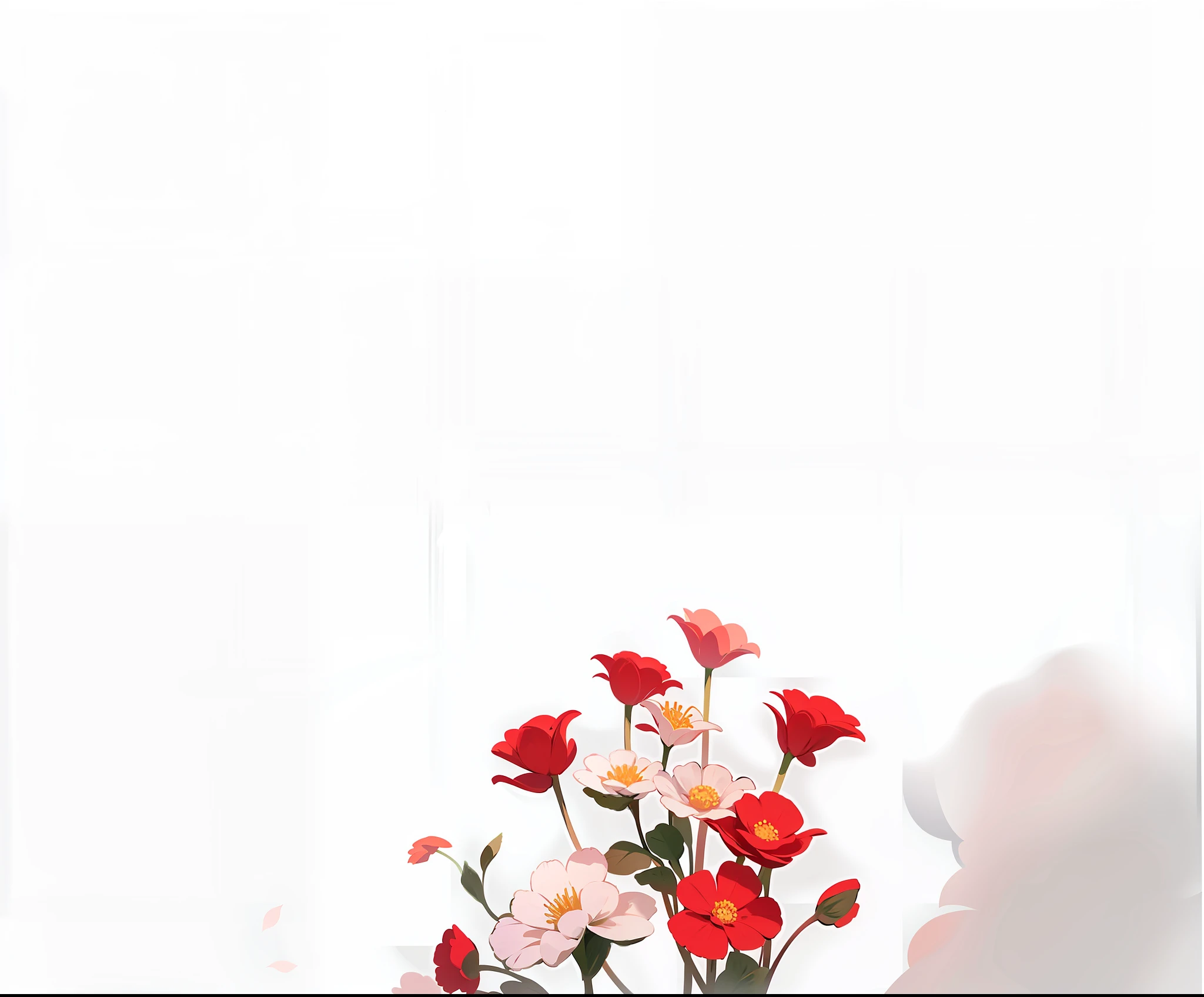 a white and red flower border with a white background, celestial red flowers vibe, white border and background, red and white flowers, fine background proportionate, extremely high resolution, background image, plain background, flower background, isolated background, flowers in background, flowers background, high definition background, large white border, red and white color theme, red flowers, detailed background