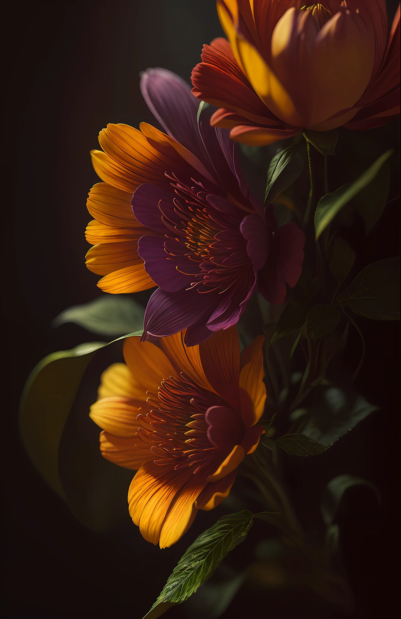 A flower by Casey Weldon, Olga Kvasha, Miho Hirano, hyperdetailed intricately detailed gothic art trending on Artstation triadic colors Unreal Engine 5 detailed matte painting, deep color, fantastical, intricate detail, splash screen, complementary colors, fantasy concept art, 8k resolution, gothic deviantart masterpiece, (dark shot:1.4), art by greg rutkowski and artgerm, soft cinematic light, adobe lightroom, photolab, hdr, intricate, highly detailed, (depth of field:1.4)