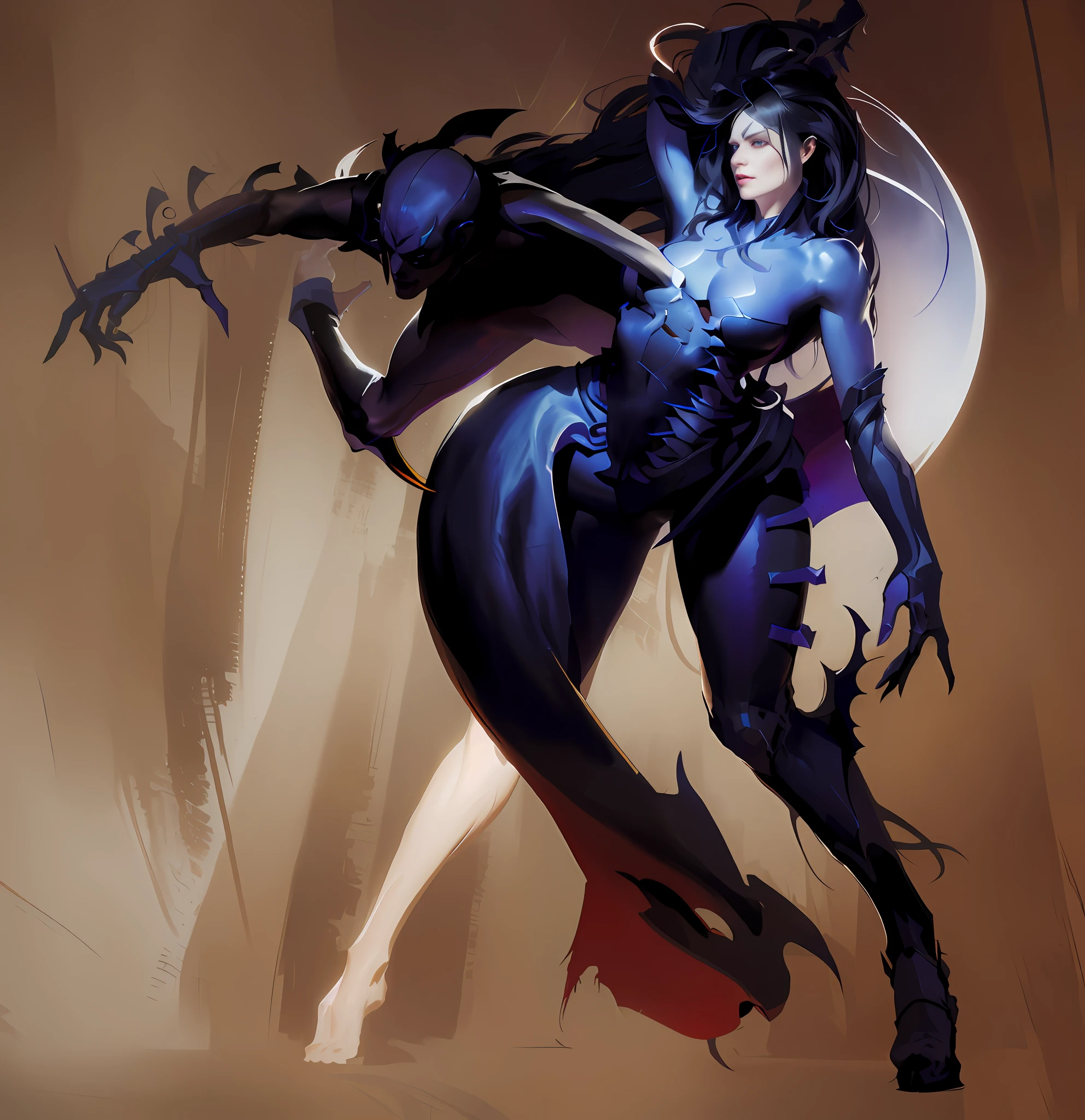a drawing of a woman with a demon like body and head, demon soul concept art, posing for a fight intricate, ruan jia and joao ruas, trendin on artstation, artstation concept art, detailed full body concept, artstation concept, concept art illustration, concept art design illustration, full body action concept art, concept creature character art, concept art sketch