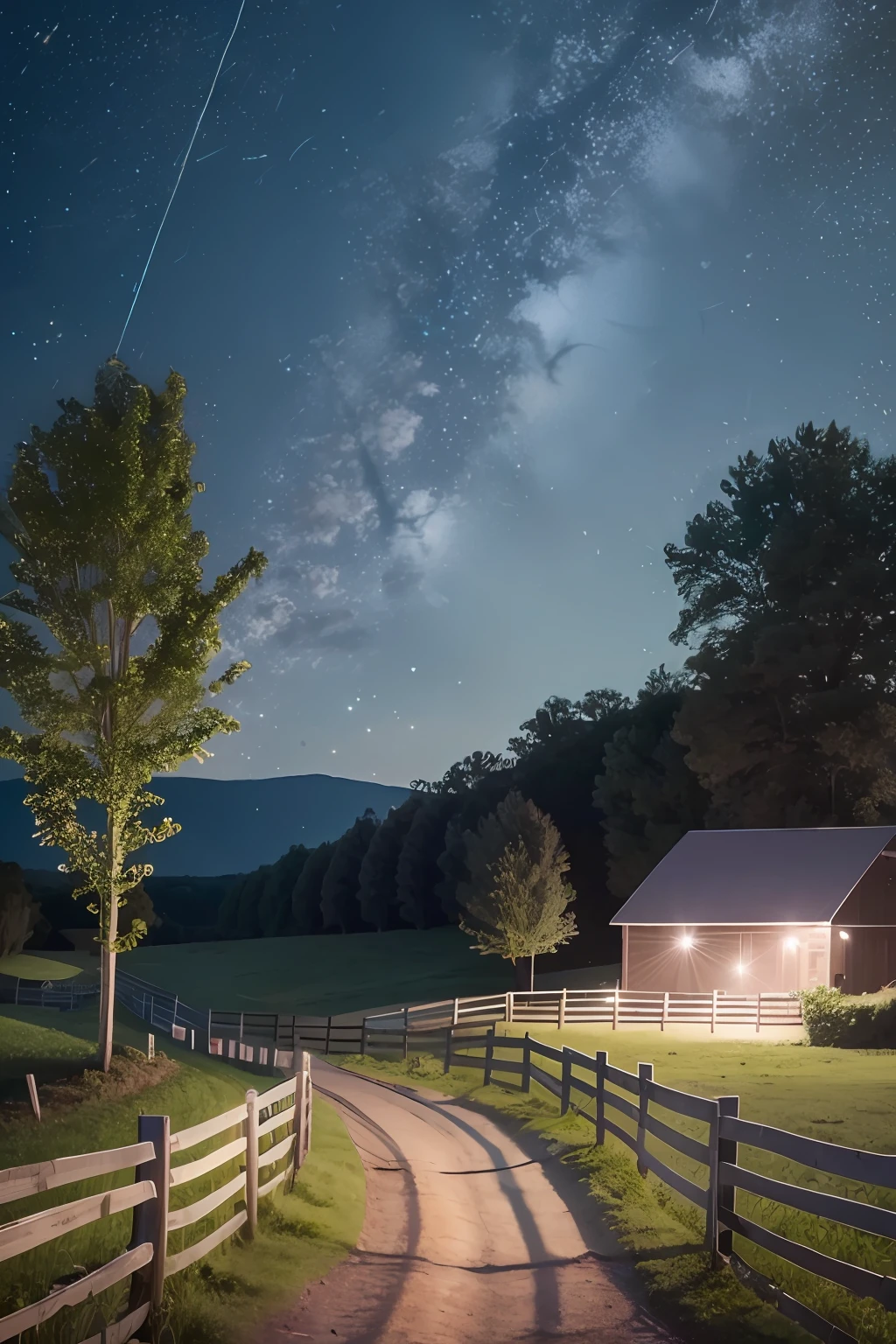 A dark starry night on a farm --auto --s2