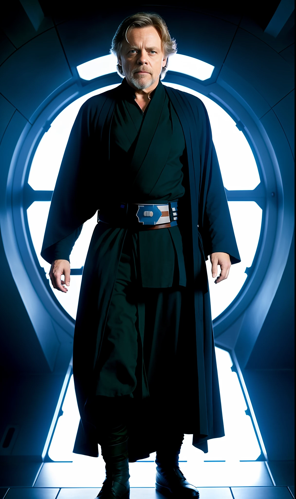 Jedi Luke Skylwalker played by Mark hamill , cinematic,full body, Hyperdetailed, realistic,8k,38mm, movie scene, 20 years old , starwars
